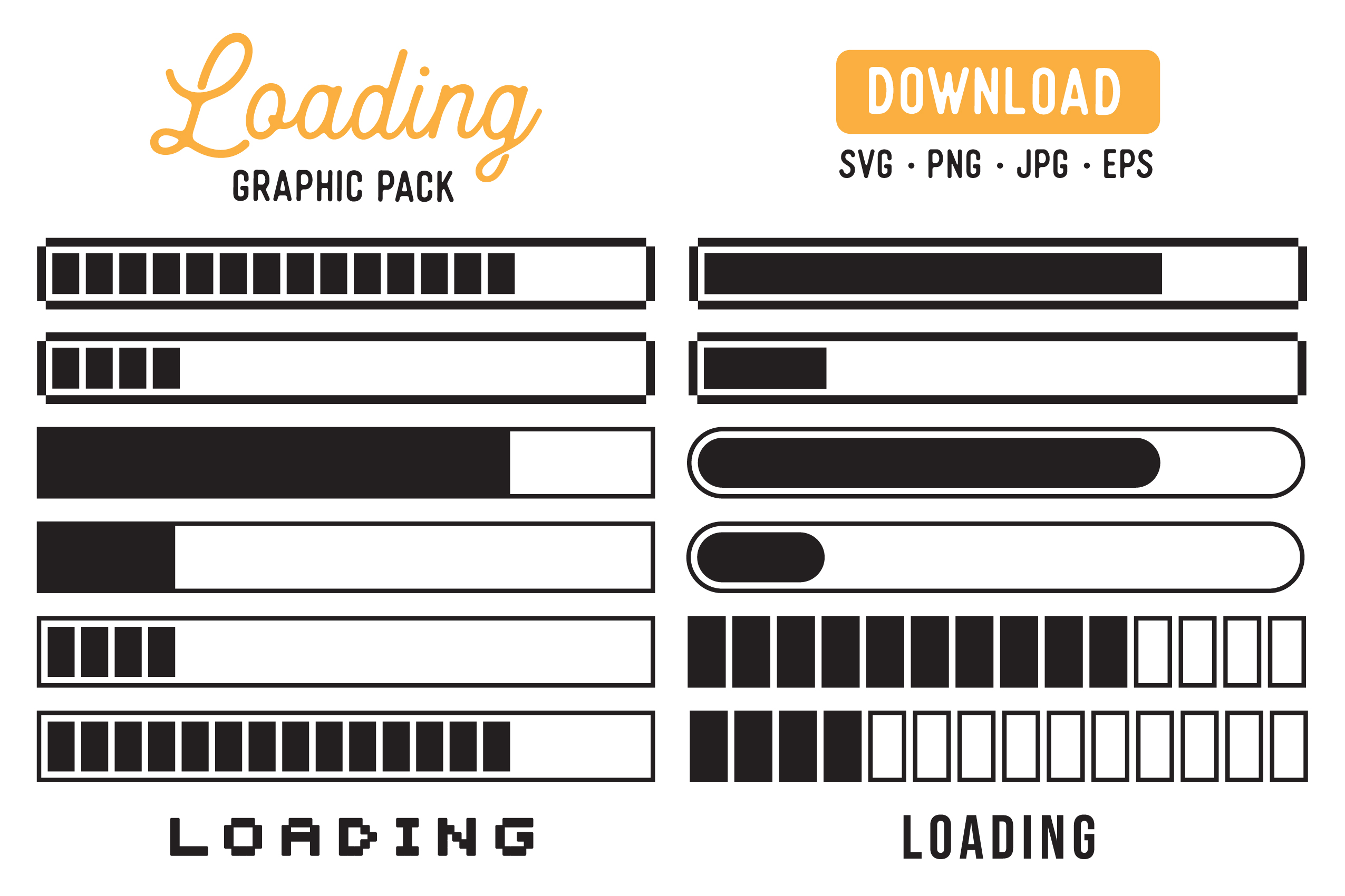 Download Loading Bars Vector Cutfile Clipart Pack - Loading Graphic (289315) | Illustrations | Design Bundles