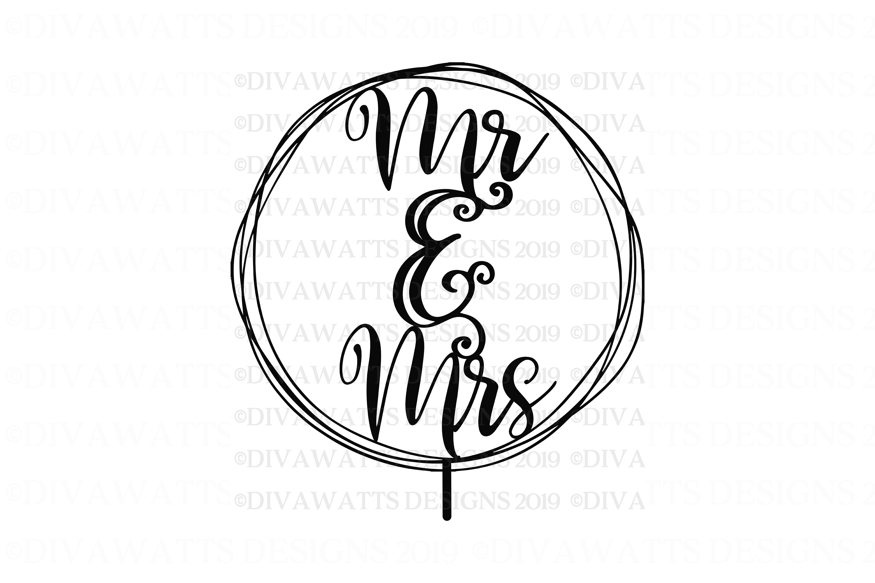 Download Mr. & Mrs. Wedding Cake Topper - Cutting File SVG PNG