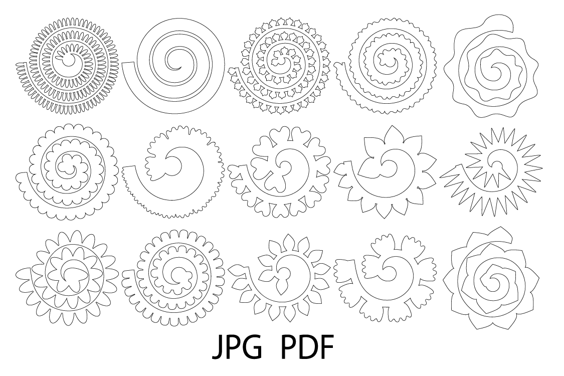 Rolled Paper Flower Templates SVG, 3D Rose SVG, Origami ...