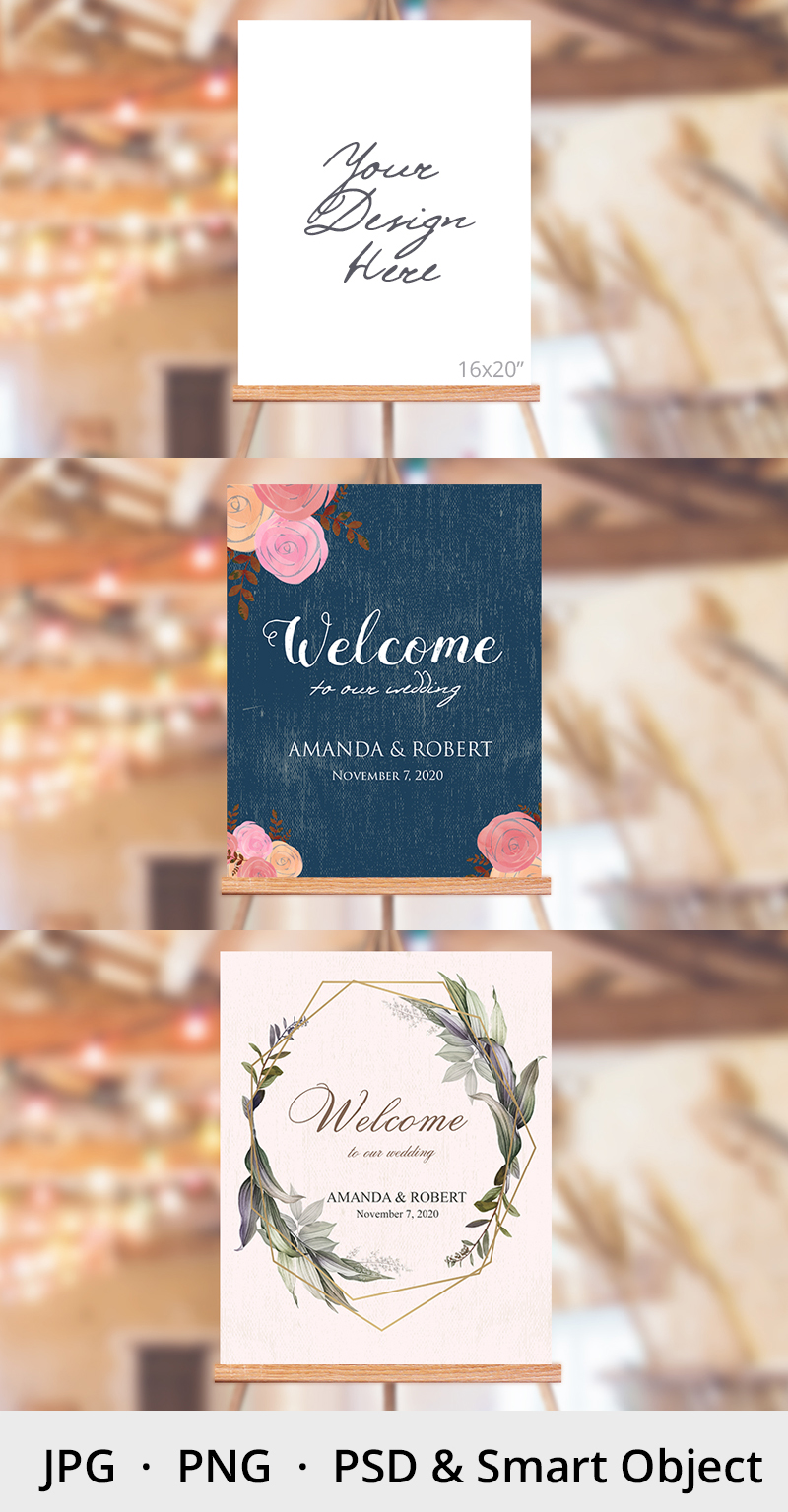 Download Easel Mockup, Wedding Sign Mockup, Welcome sign mockup, 995 (317316) | Mock Ups | Design Bundles