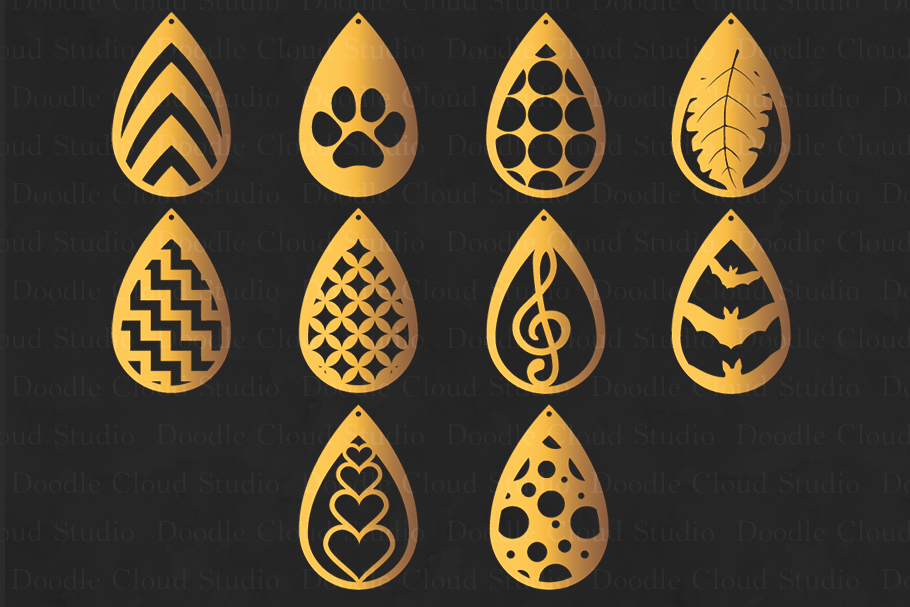 Download Teardrop Earrings SVG, Pendant svg, Earring template cut files (84867) | Cut Files | Design Bundles