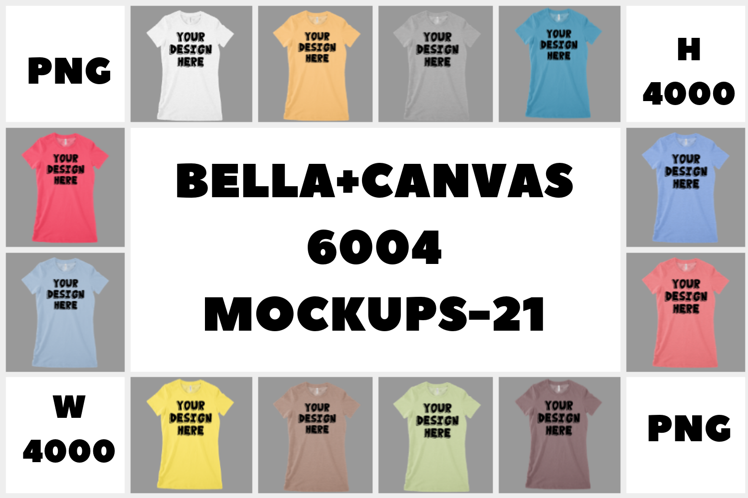 Download BELLA CANVAS 6004 Women's Mockup Tshirt Bundle - 21 | PNG ...