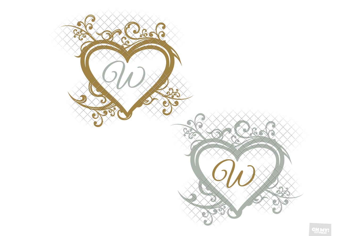 Download Heart Flourish Monogram Wedding Split SVG/DXF/PNG/EPS/JPG