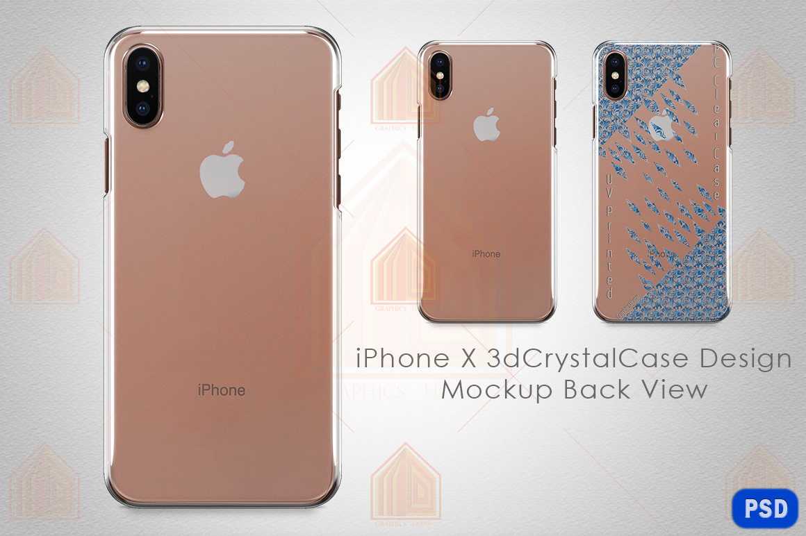 Apple iPhone X 3dCrystal case design Mock-up Back View ...