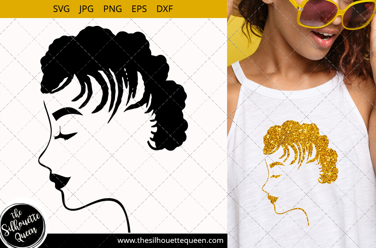 Afro Woman svg with Short Cornrows and Dreadlocks, African (417045