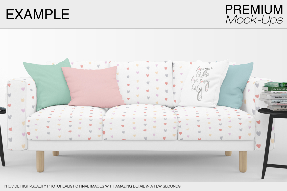 Sofa & Pillows Mockup Pack (51056) | Mock Ups | Design Bundles