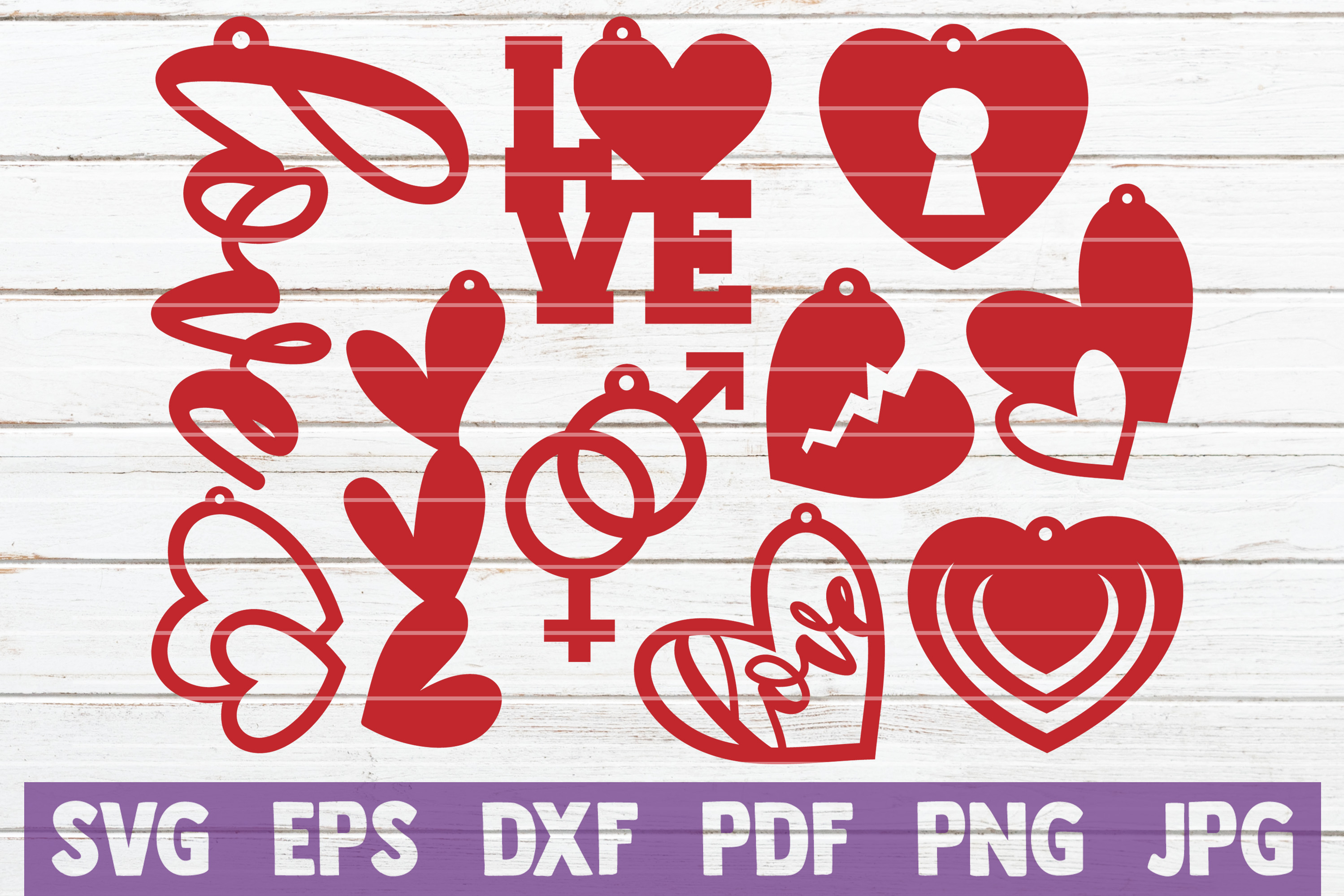 Love Earrings SVG Cut Files