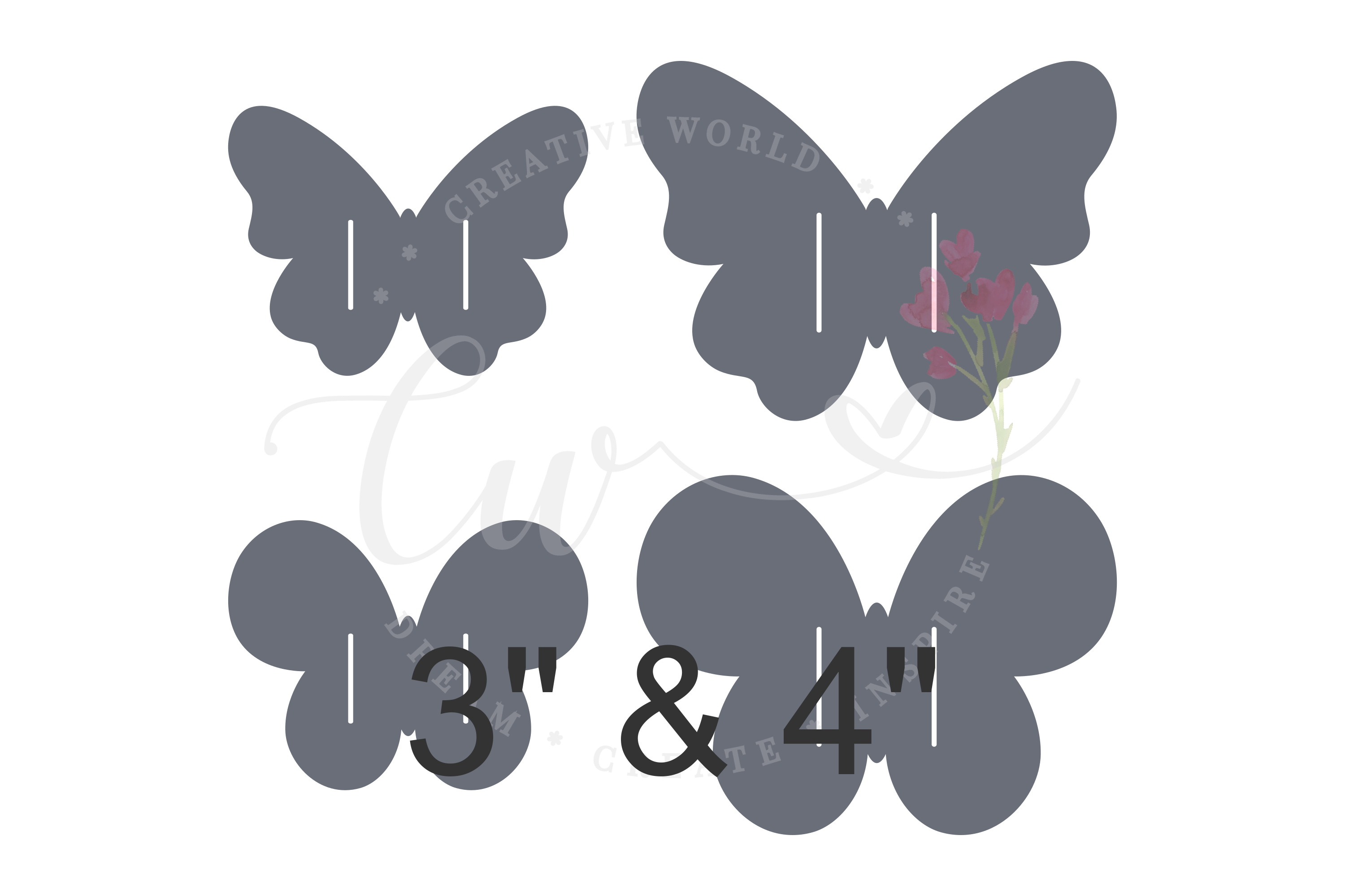 4 Templates 3 4 Butterfly Hair Bow Display Card Bdc012