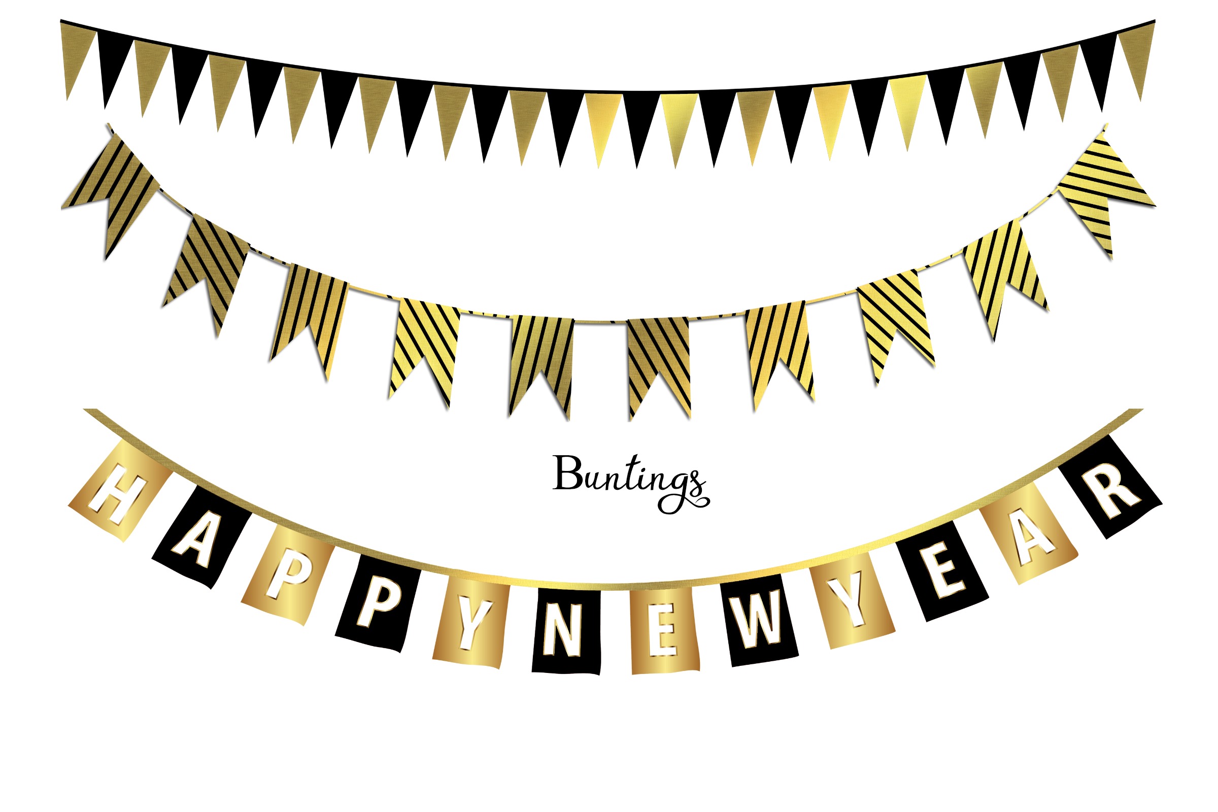 New Year 2020 Black and Gold Clip Art (389032) | Illustrations | Design ...