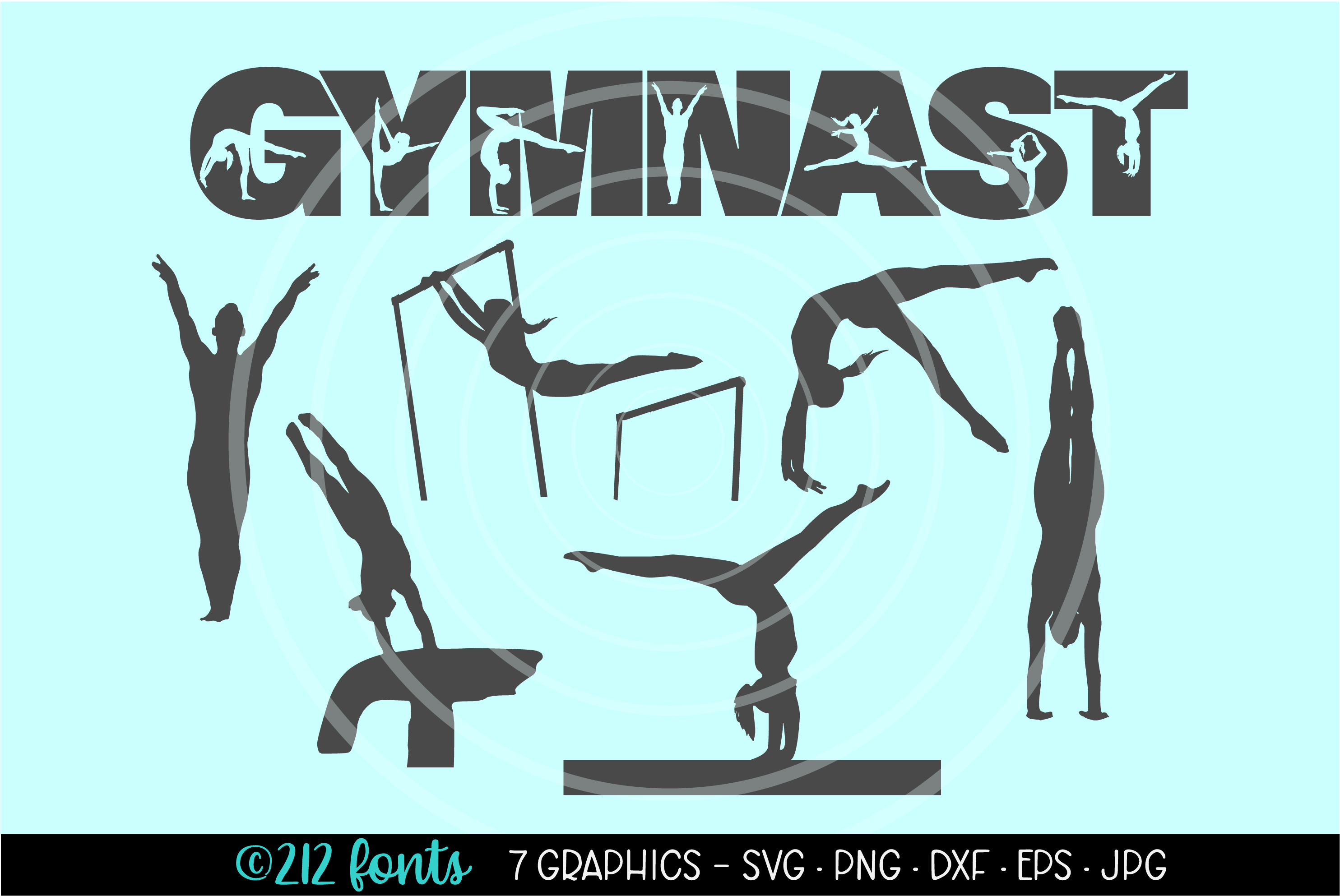 Download Gymnast Gymnastics Graphic Clip Art Cut Files DXF PNG SVG ...