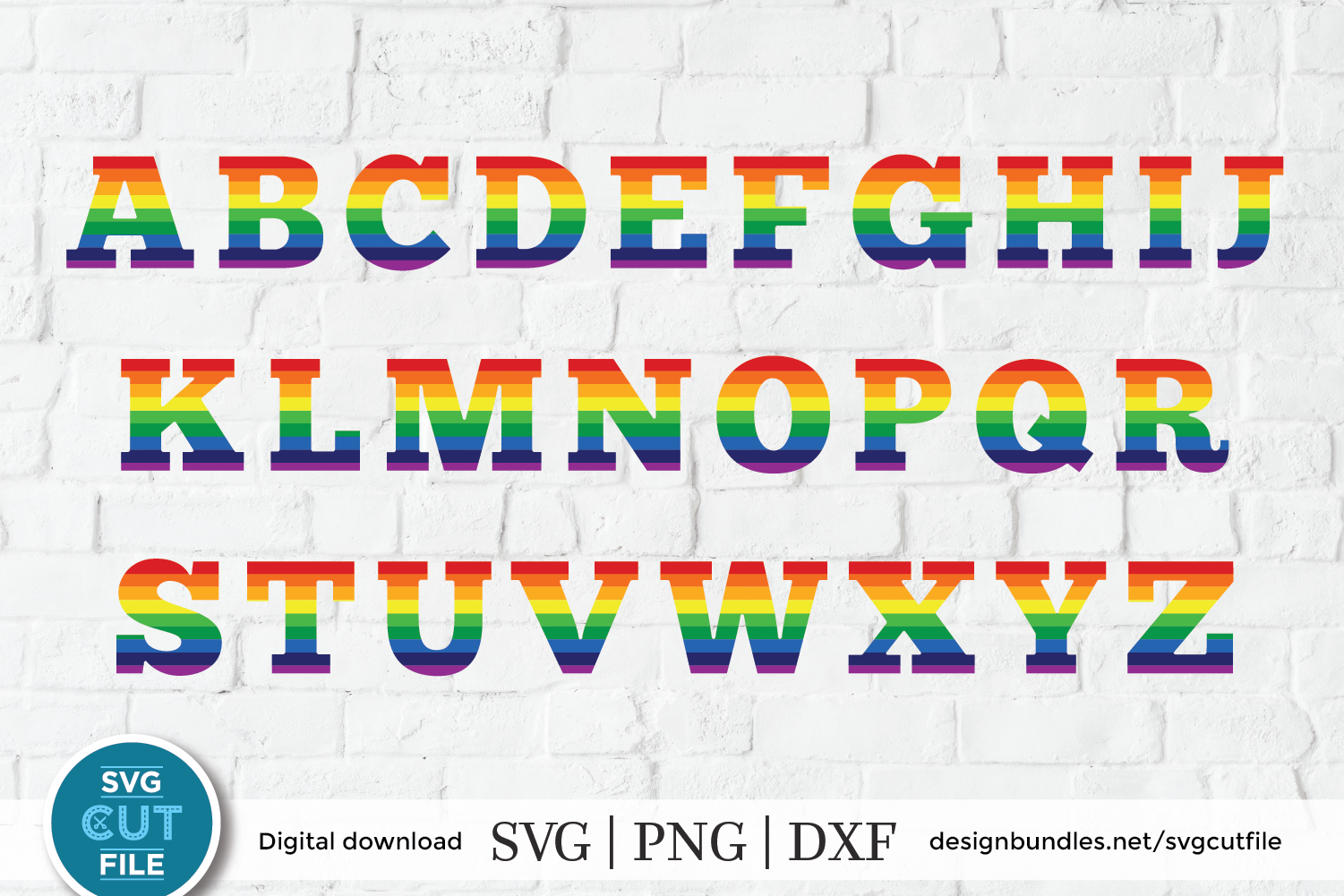 Gay Pride Svg Rainbow Letters Svg Rainbow Alphabet Svg Dxf