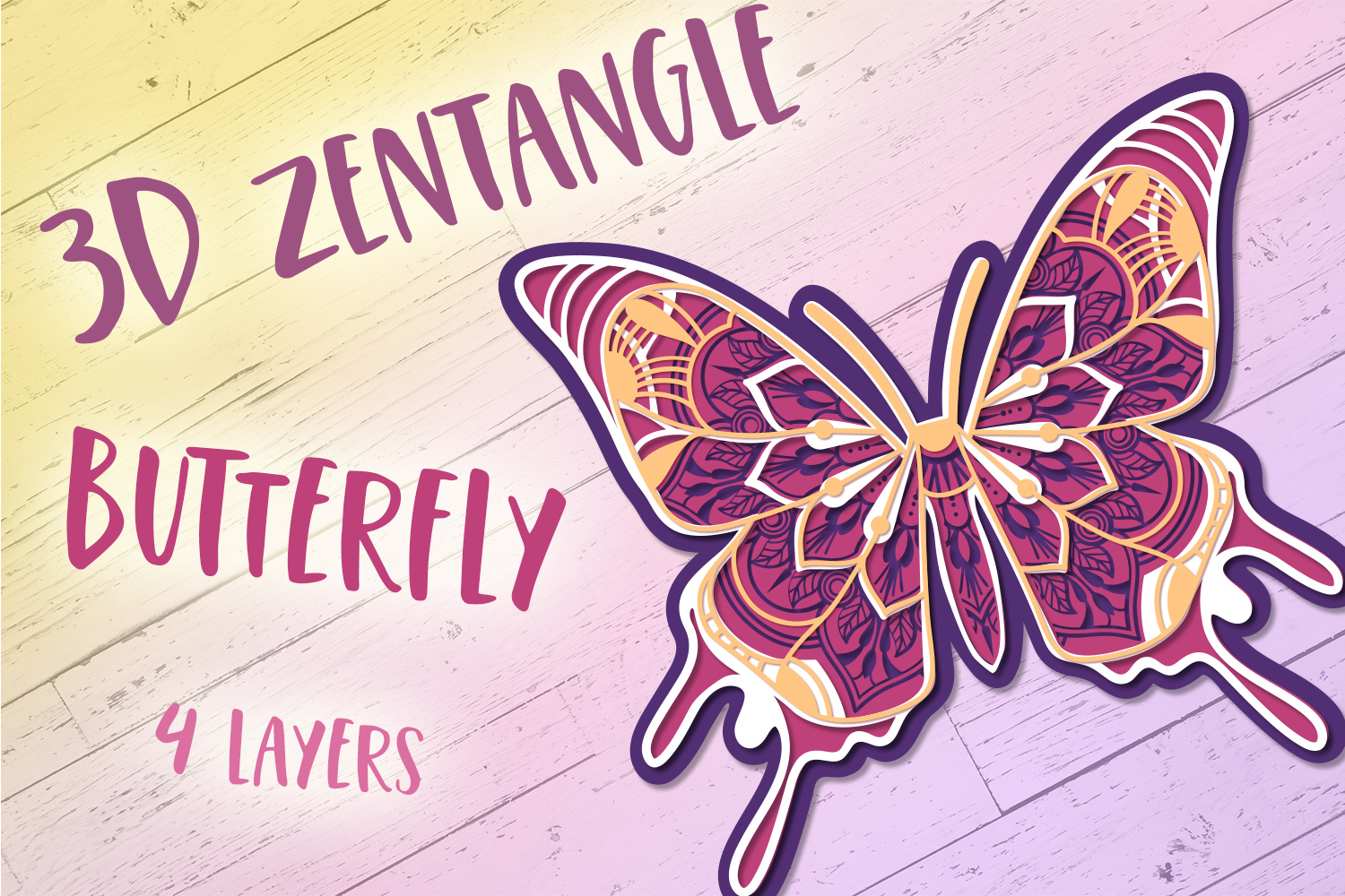 3D Zentangle Butterfly | 3D Papercut SVG