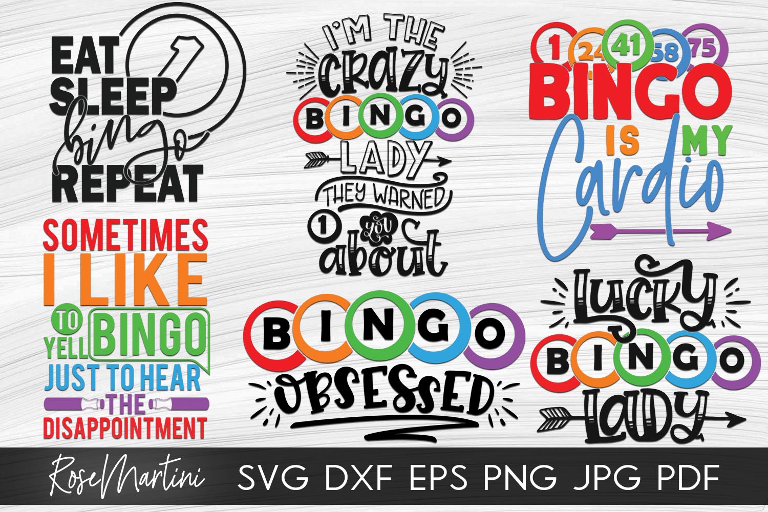 Download Bundle Of 6 Bingo Designs SVG Bingo SVG Bingo lover (525267) | Cut Files | Design Bundles