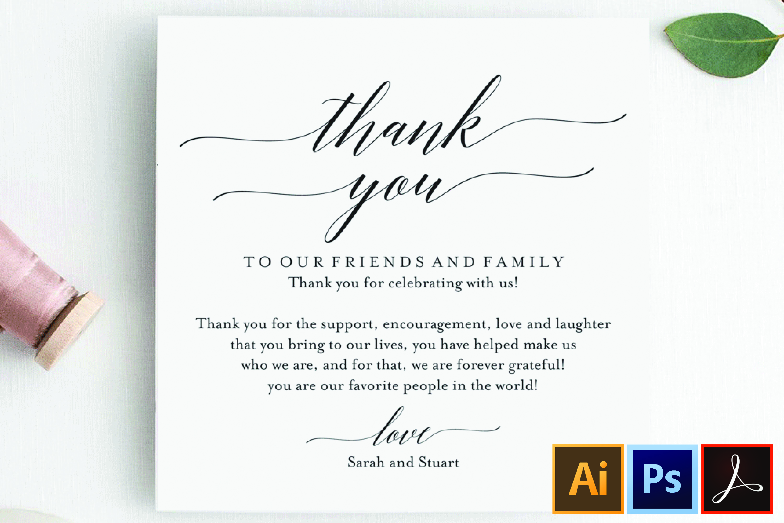 Wedding Thank You Card Thank You Printable Wedding Table 355768