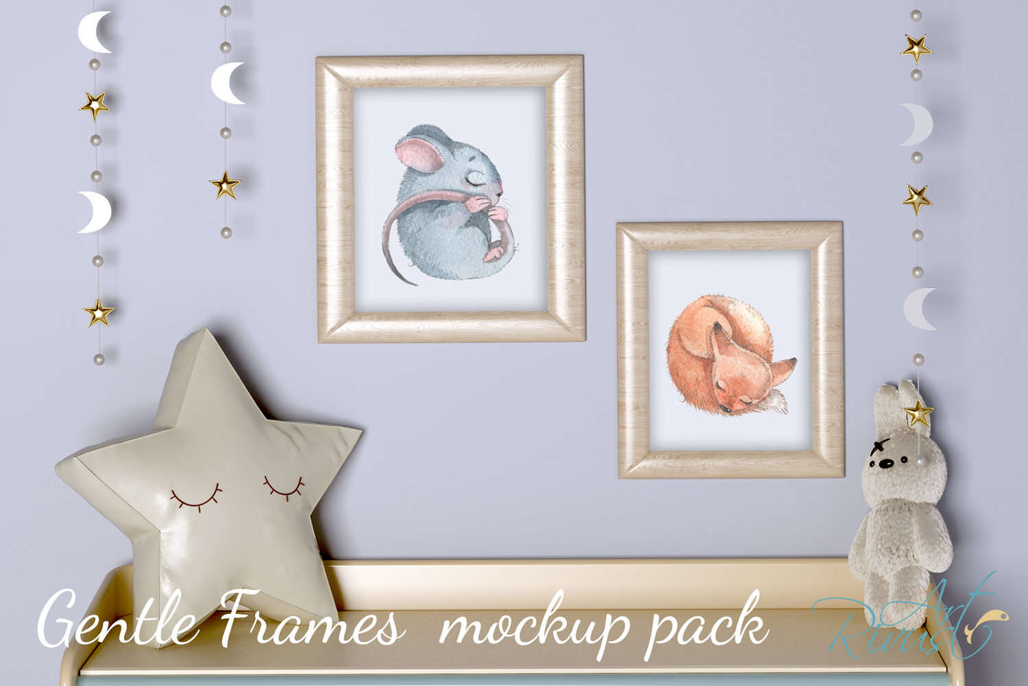 Download PSD Nursery Frames mockup Baby room mockup Blank wall Print