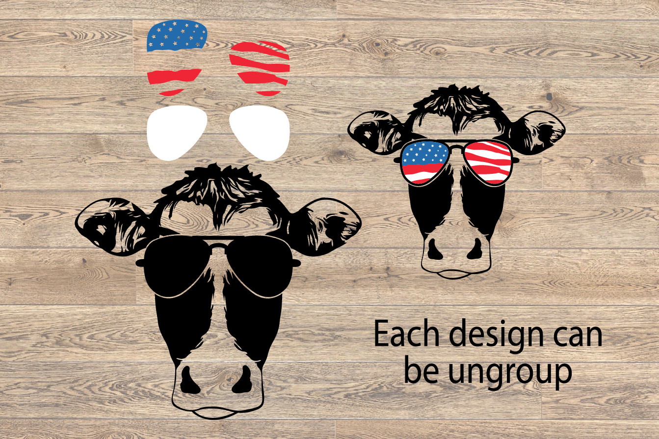 Download Cow USA Flag Glasses SVG Cutting Files 865I (107144 ...