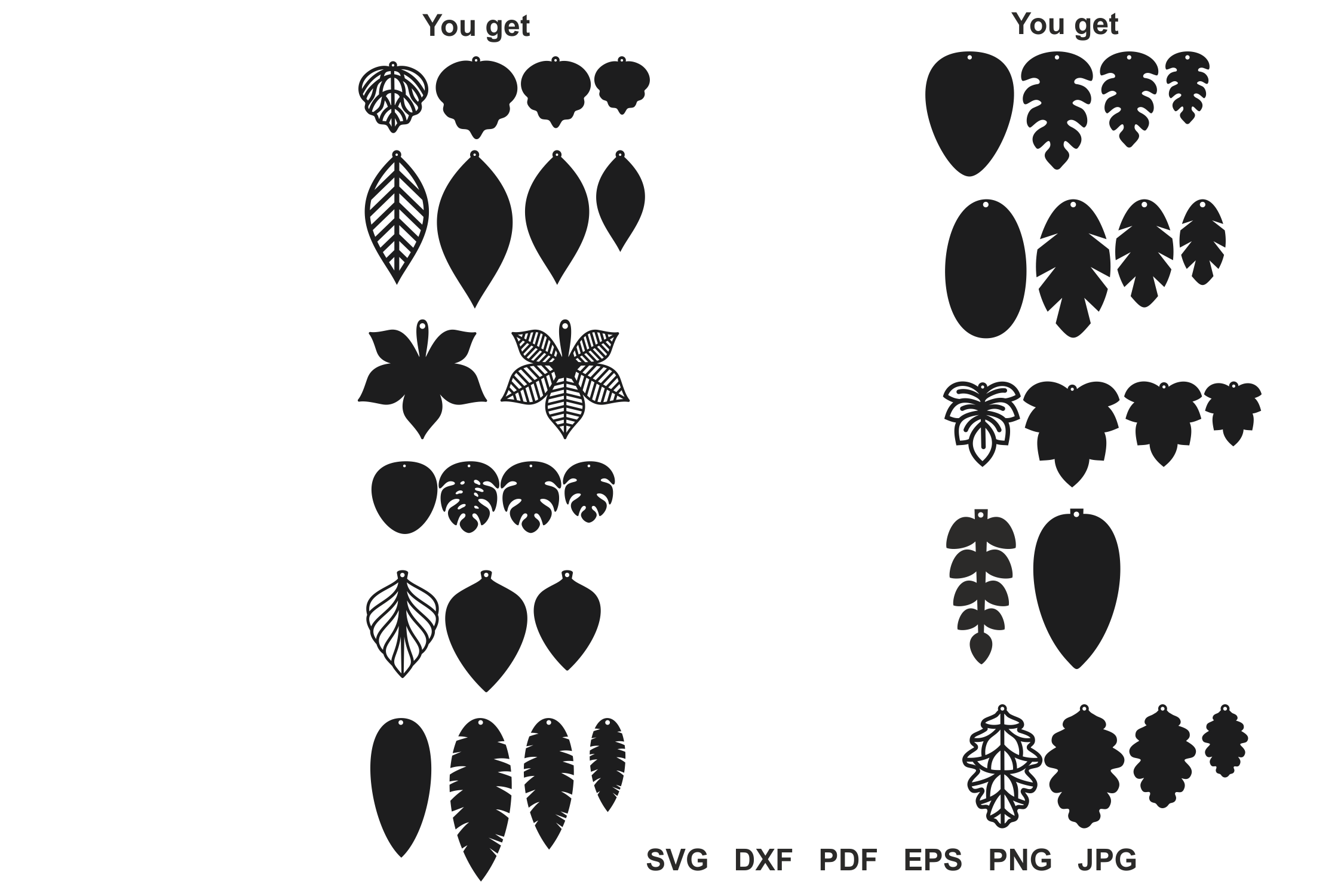 Download Leaf Earrings SVG, Earrings SVG, Pendant Template, Cut Files