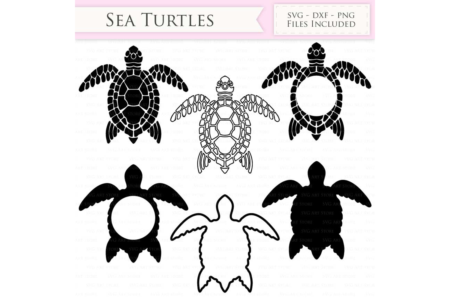 Download Sea Turtle SVG Files - swimming turtle, sea turtle monogram cut files for Cricut and Silhouette ...