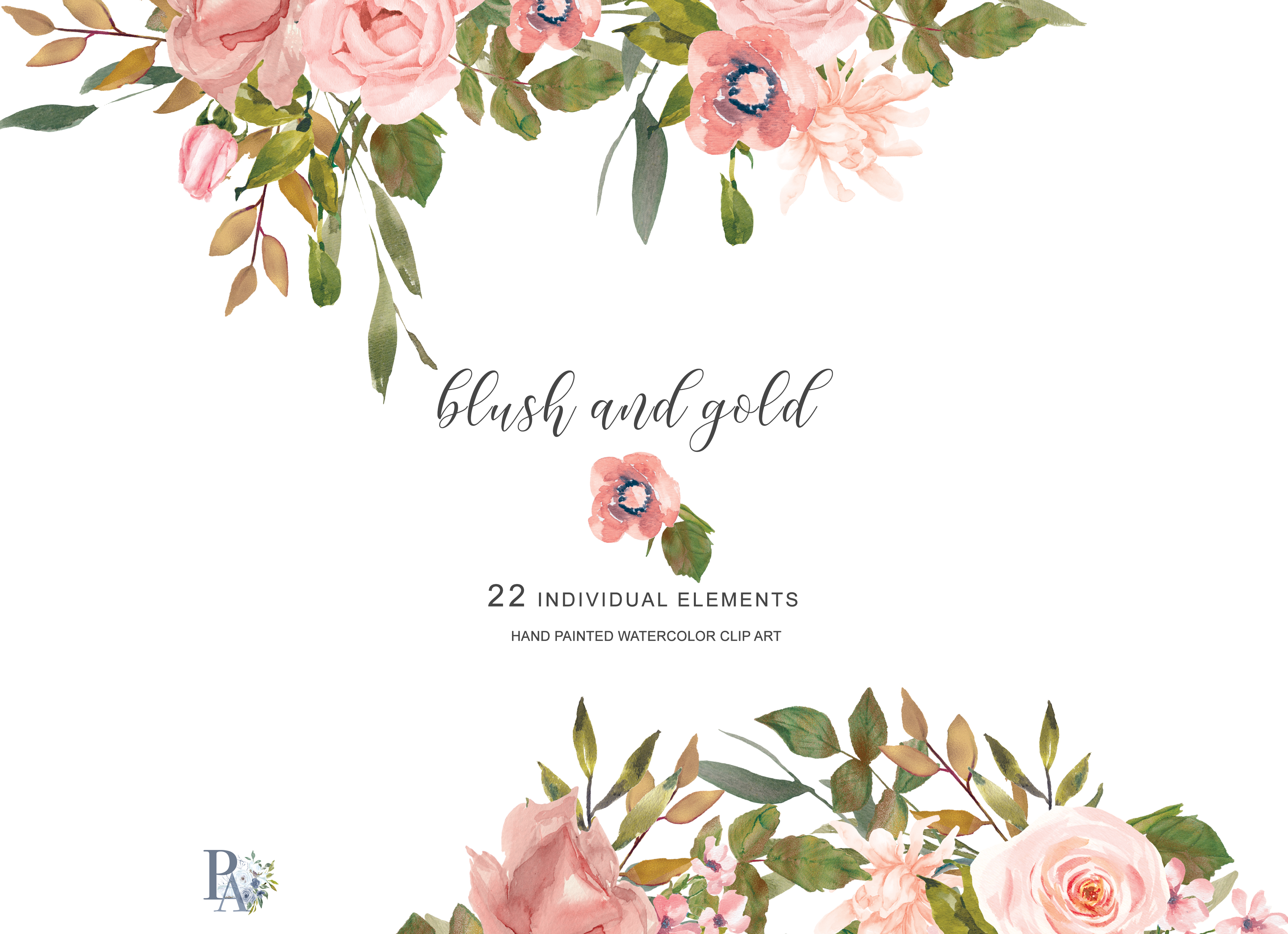 background template publisher Watercolor Elements Separate Flower Clipart