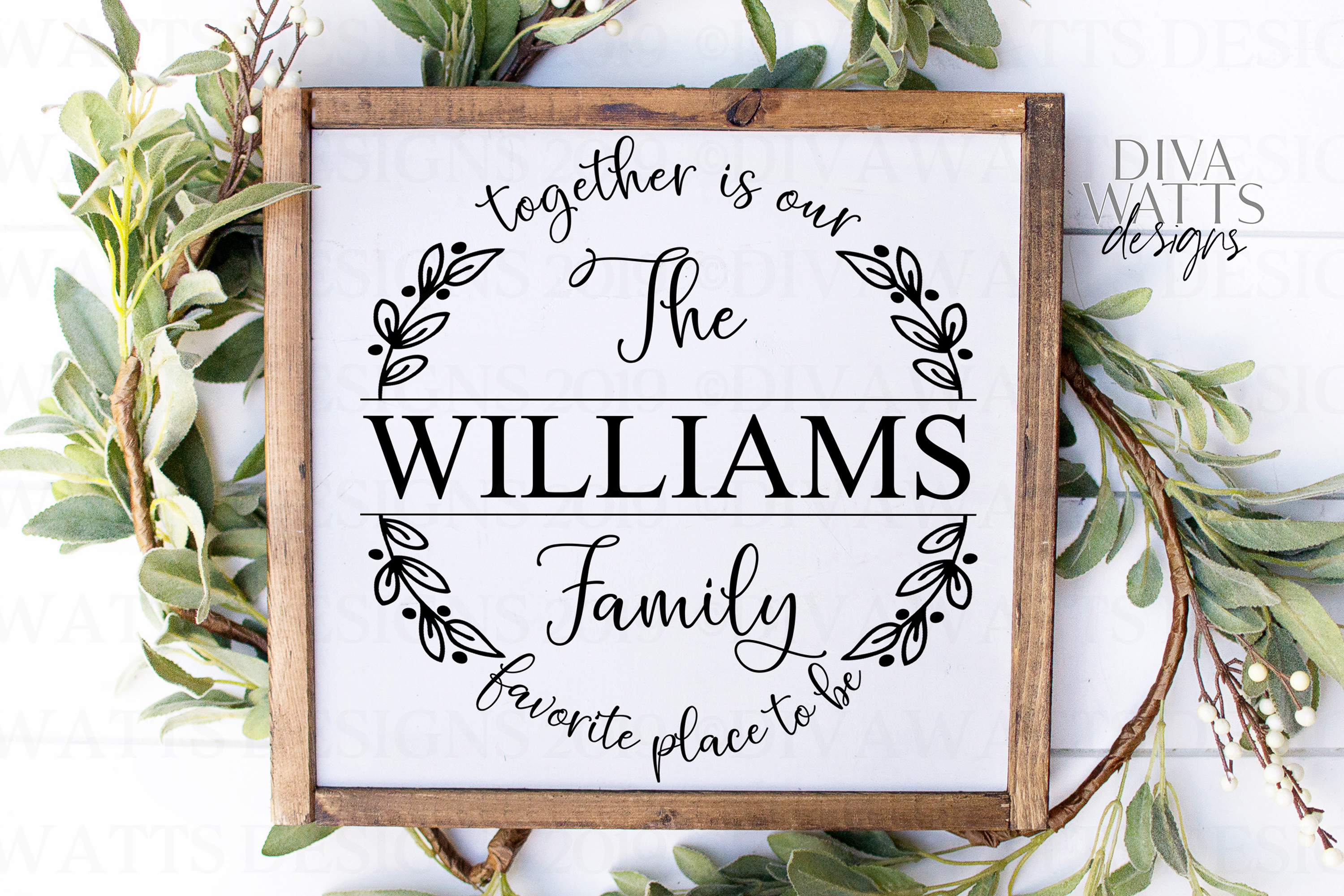 Together Is Our Favorite Place To Be Family Name Sign SVG