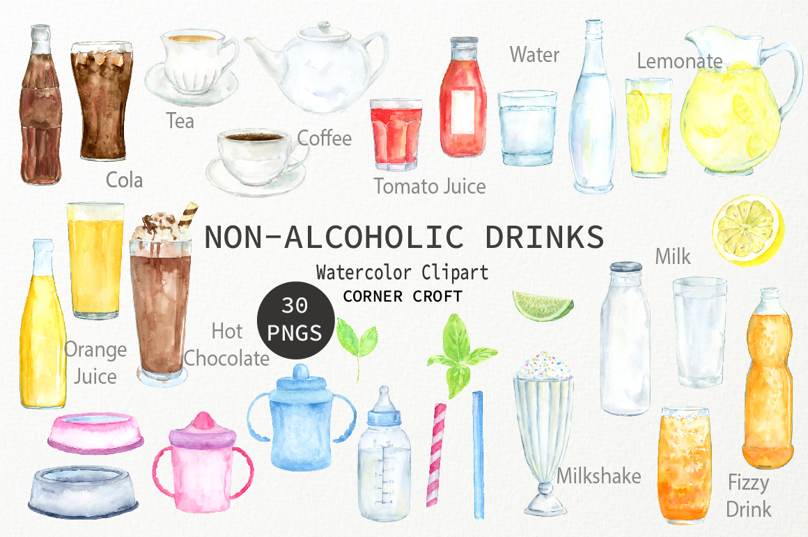 Download Watercolor Clipart Non Alcoholic Drinks (56627 ...