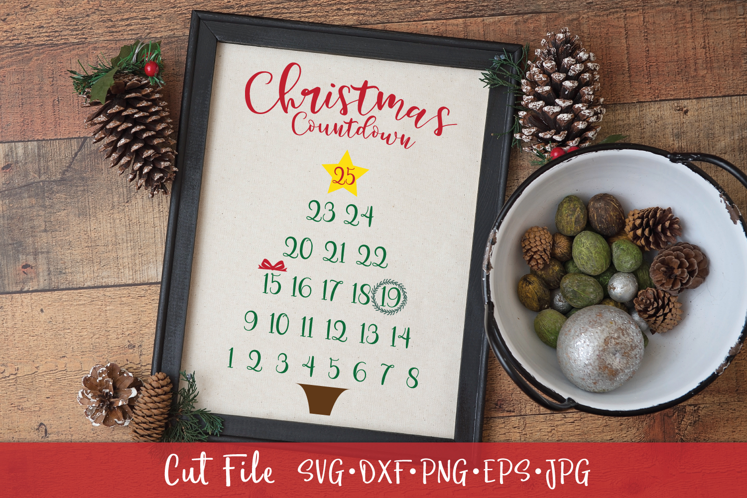 Download Christmas Tree Advent Countdown Calendar Cut File SVG DXF