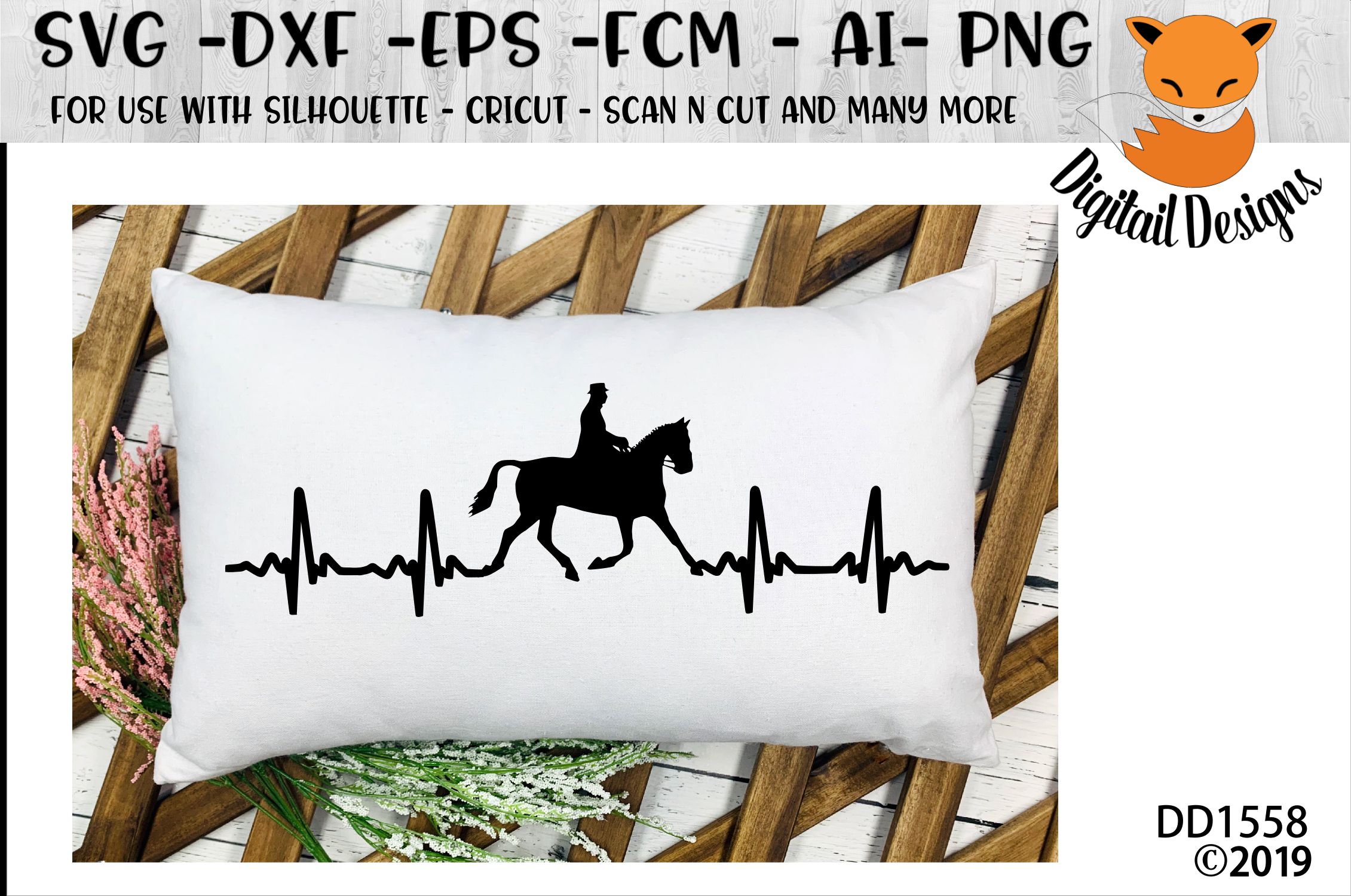 Horse Rider EKG Heartbeat SVG
