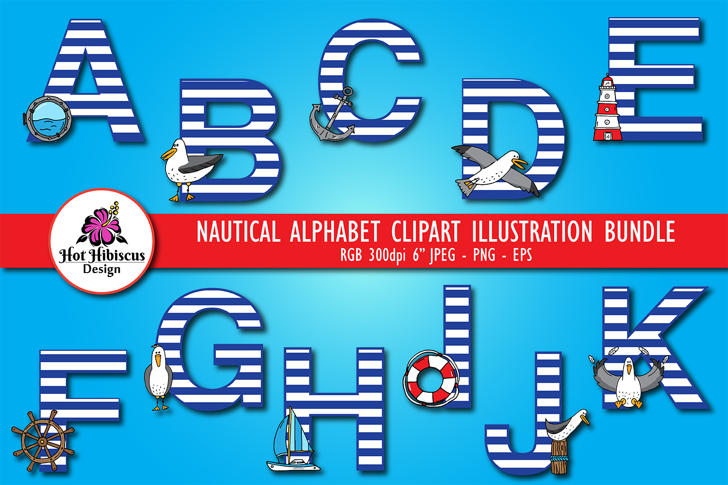 Nautical Alphabet Letters Clipart Bundle