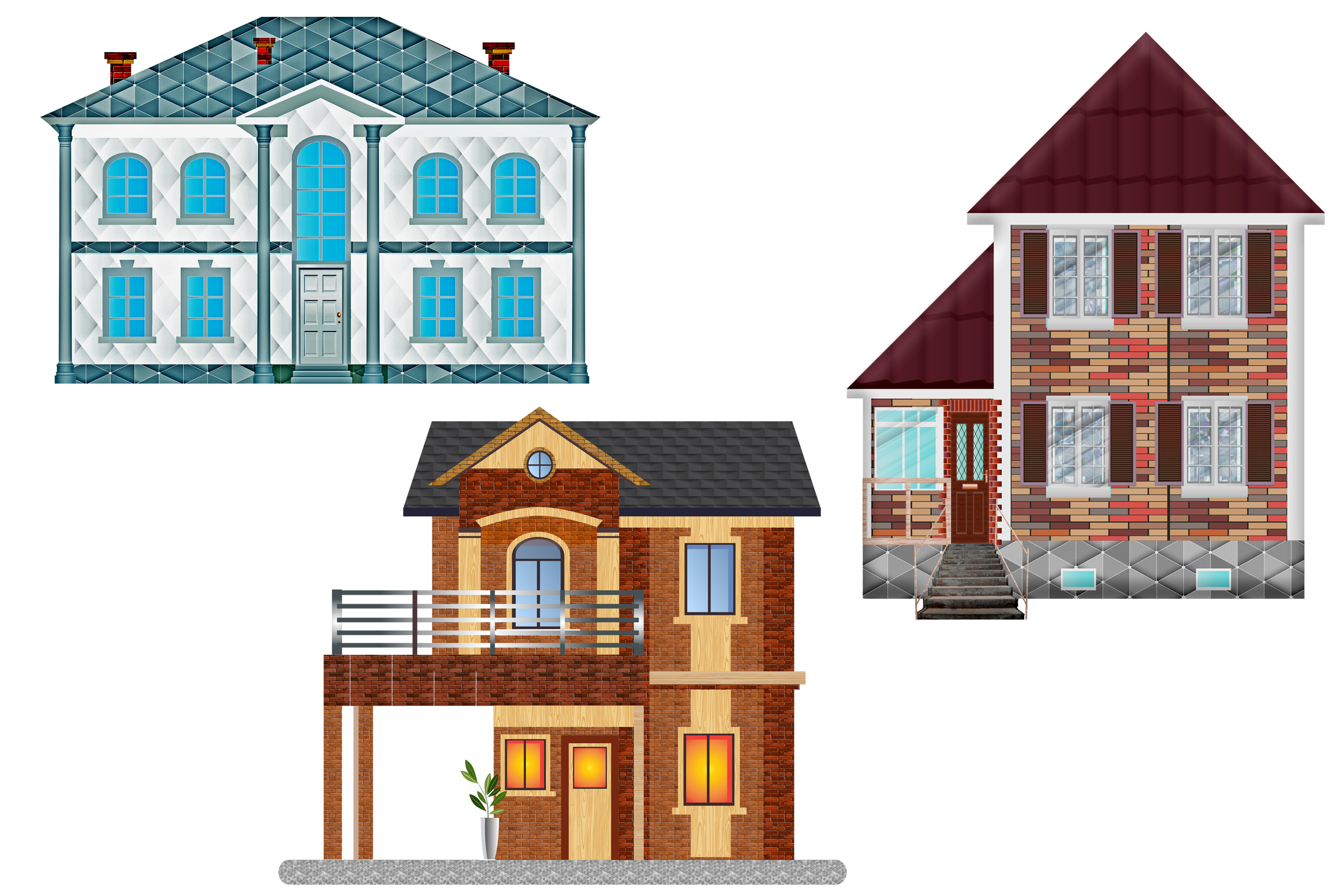 Wood Brick Stone Buildings and House Clip Art (2400 x 1600 Pixel)