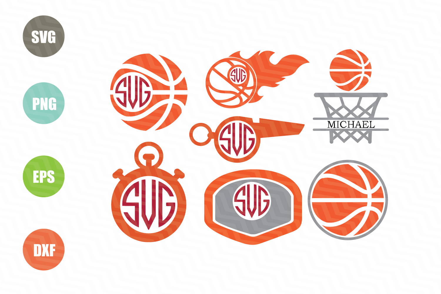 Download Basketball SVG Monogram Frames