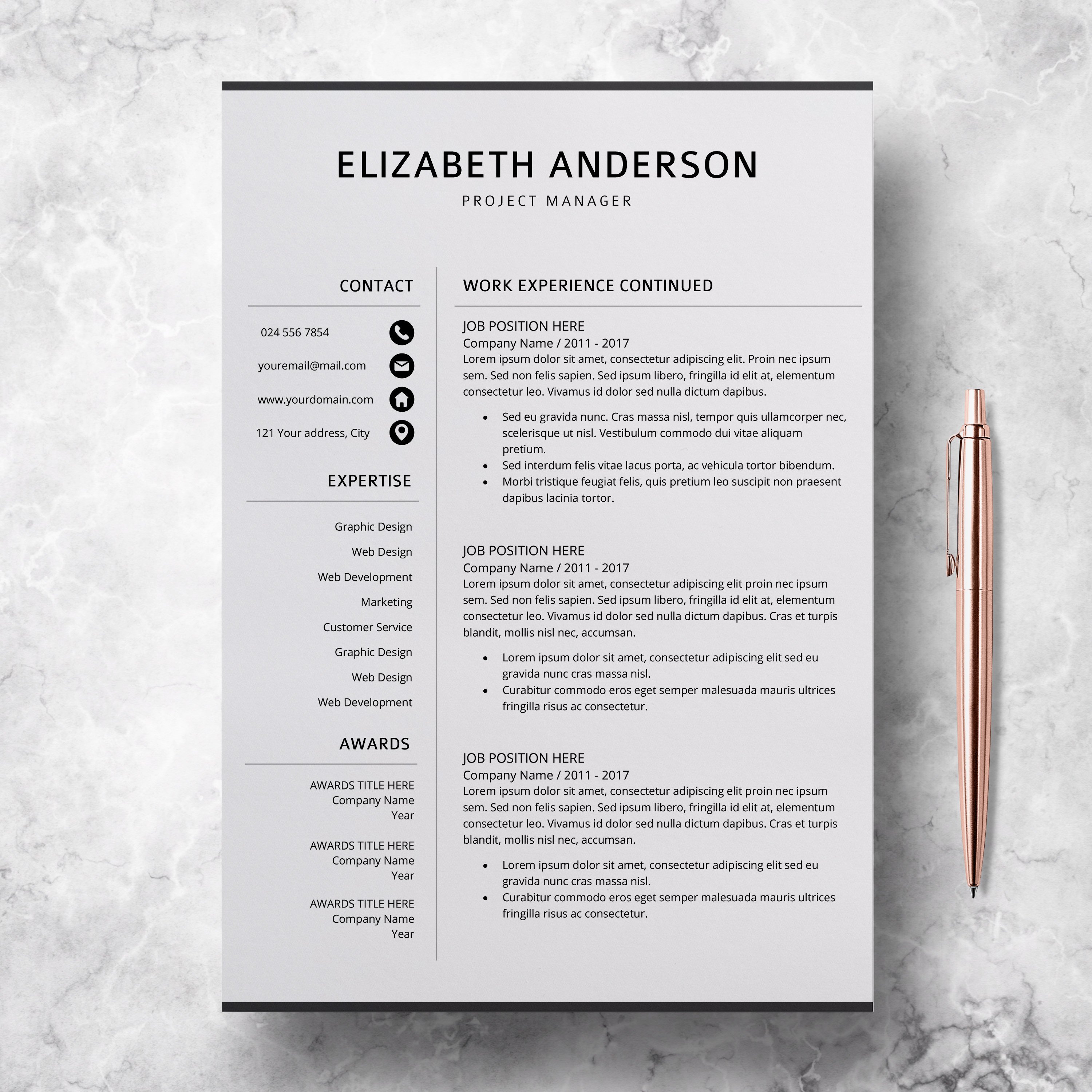 Resume Template | CV Cover Letter - Elizabeth Anderson