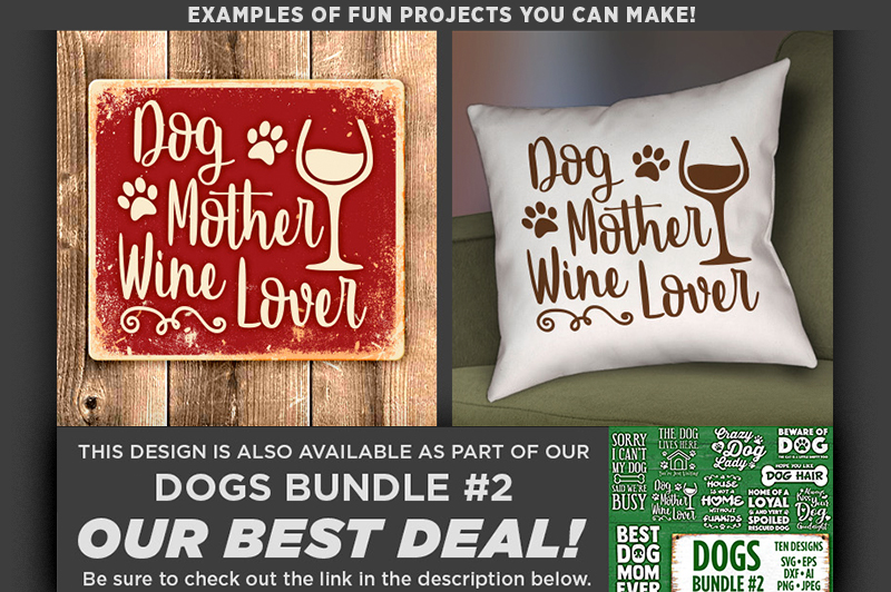 Dog Mother Wine Lover SVG File - Dog Mom Svg Files - 821