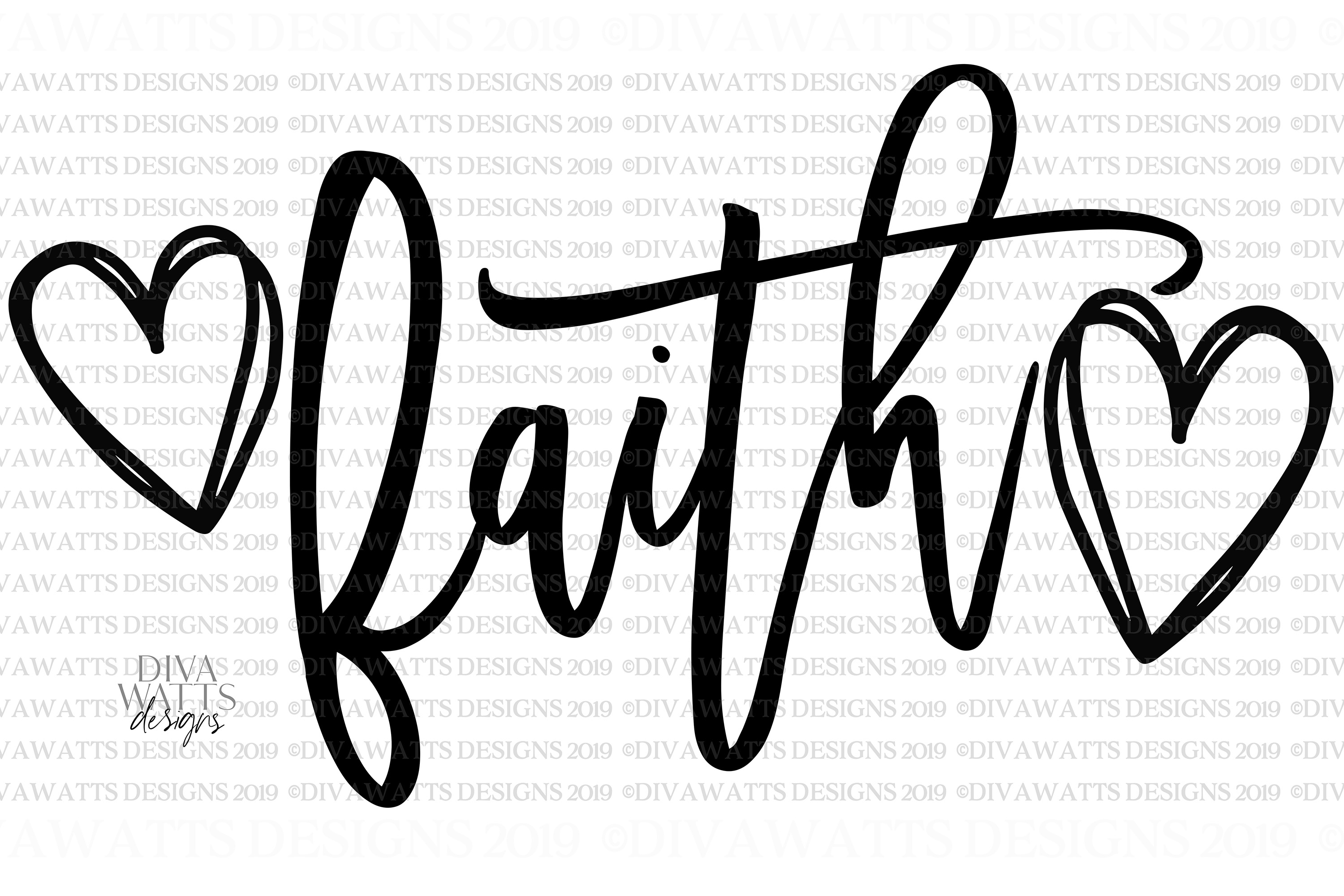 Faith with Doodle Hearts - Christian - Motivational SVG PNG