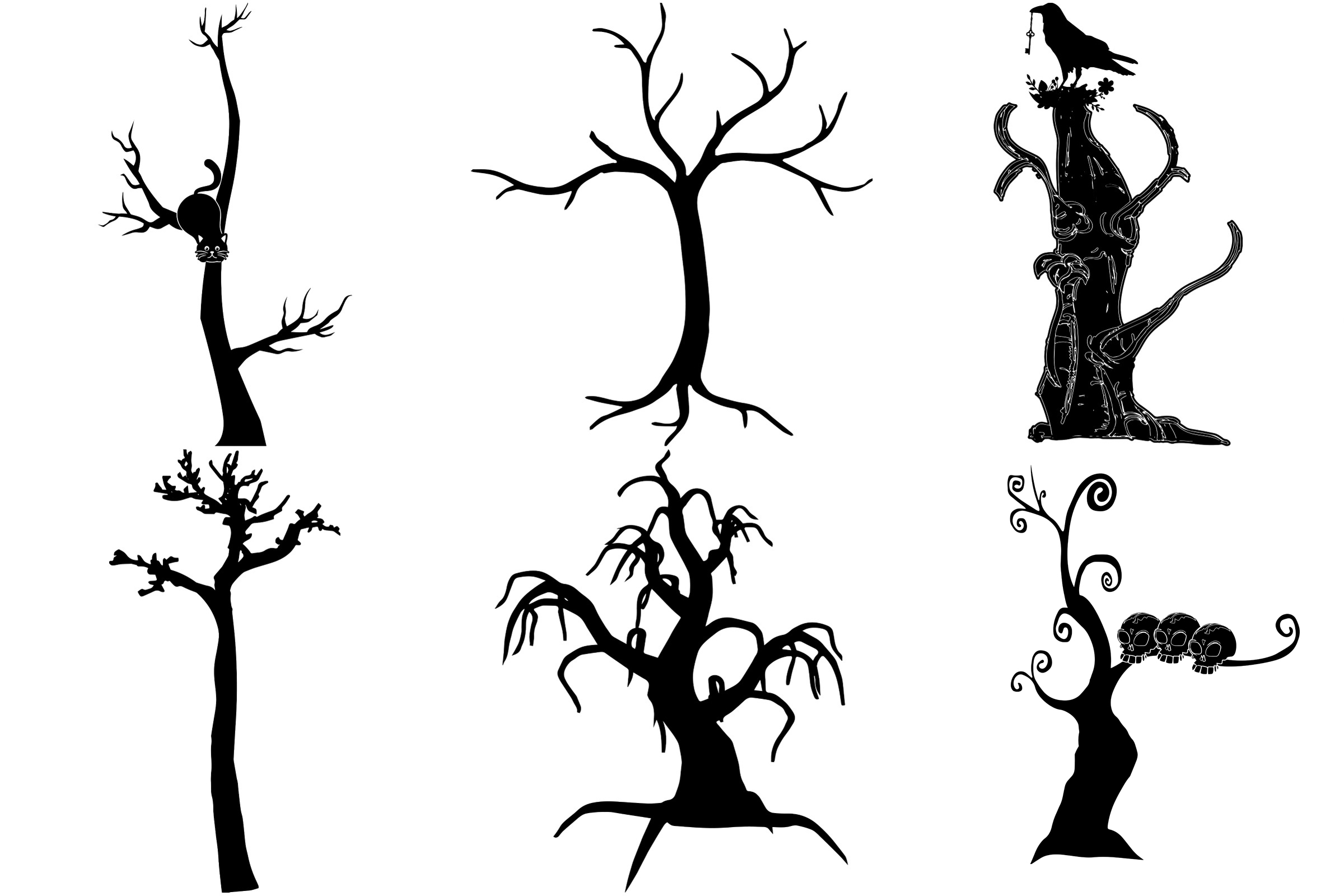 Halloween Silhouette Spooky Trees AI EPS PNG