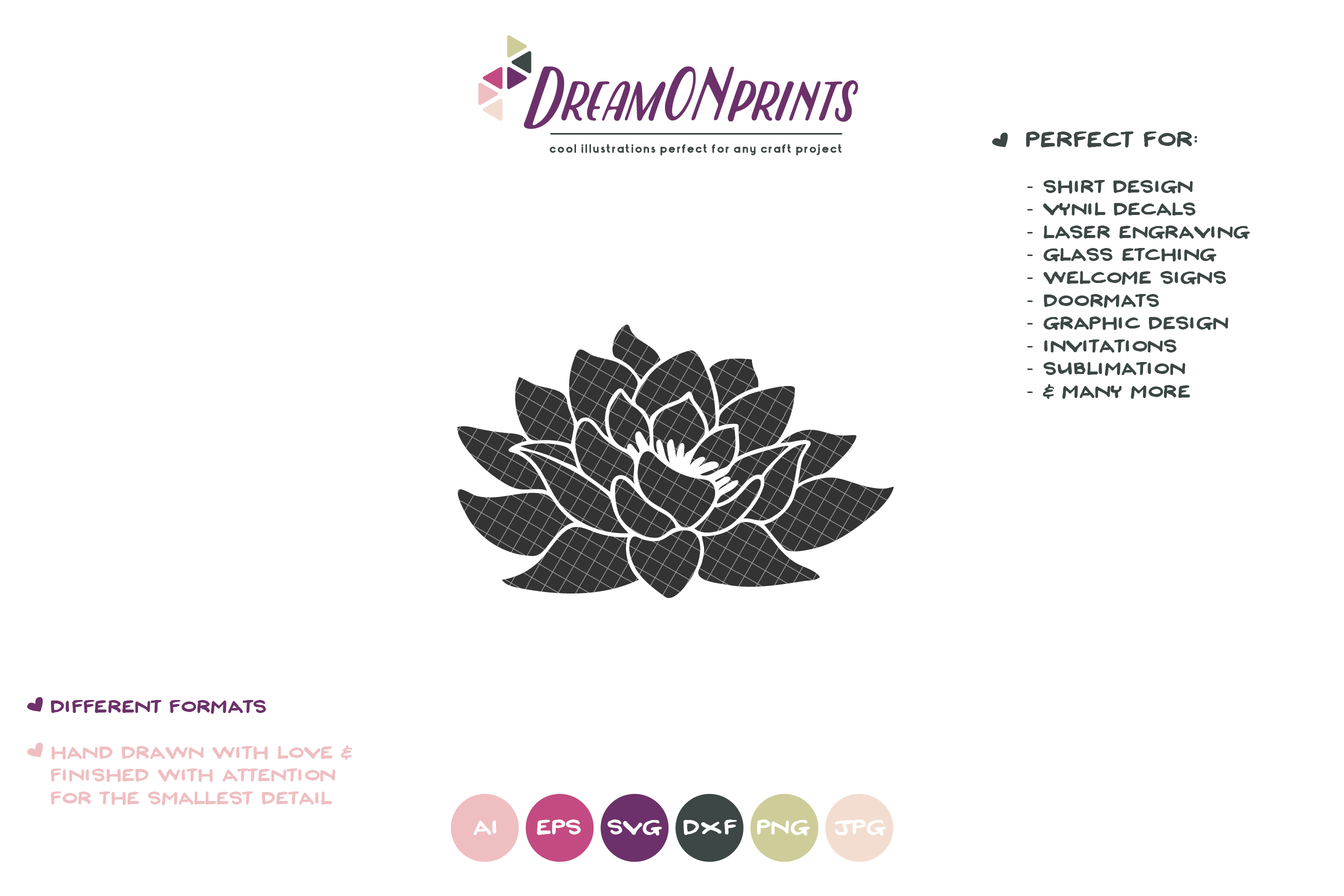 Lotus Flower SVG Cut File (376707) | Illustrations ...