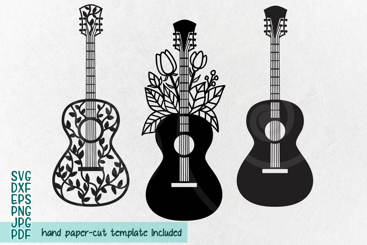 Download floral zentagle guitar svg papercutting template dxf file