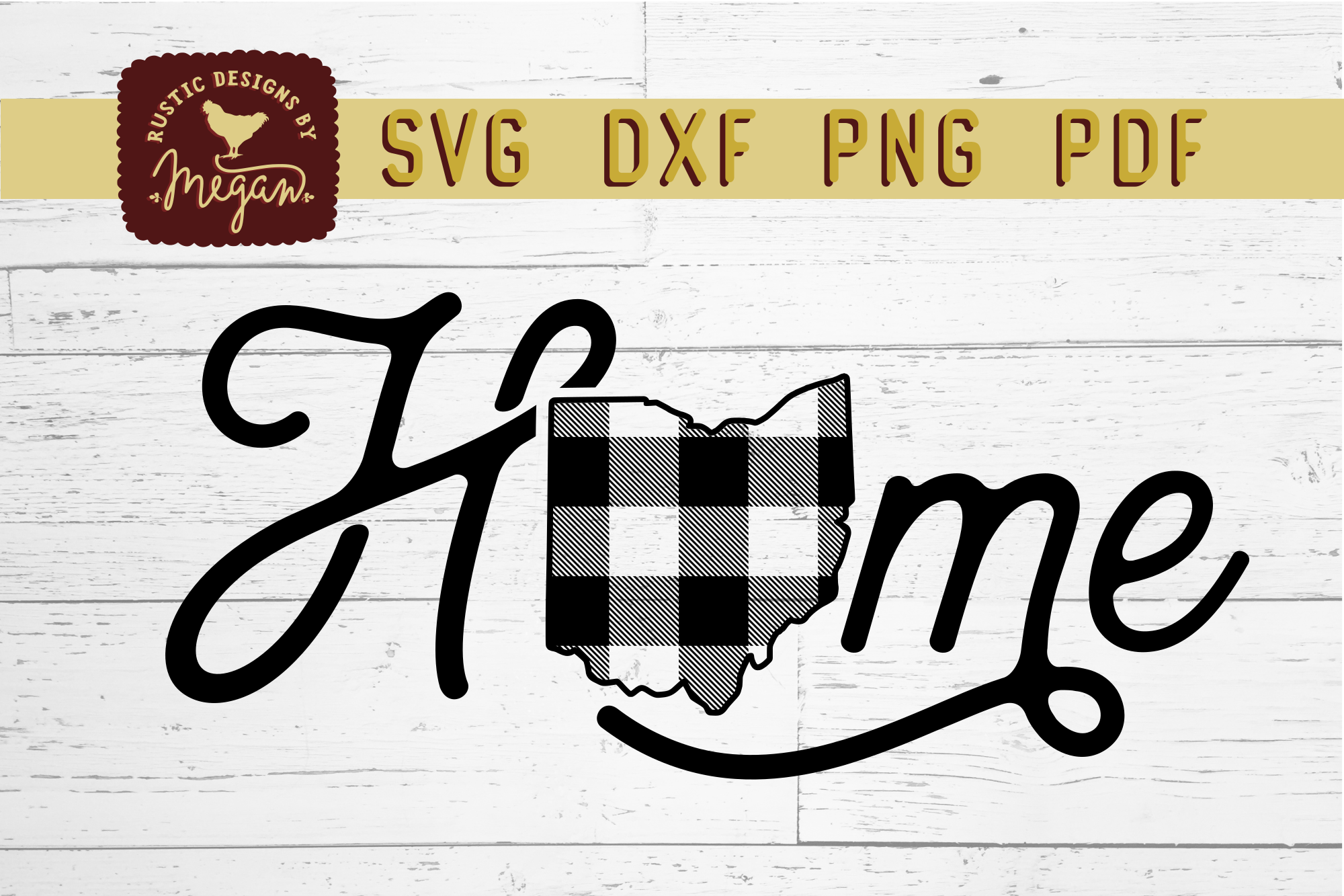 Home Script Buffalo Plaid Ohio State Christmas SVG DXF