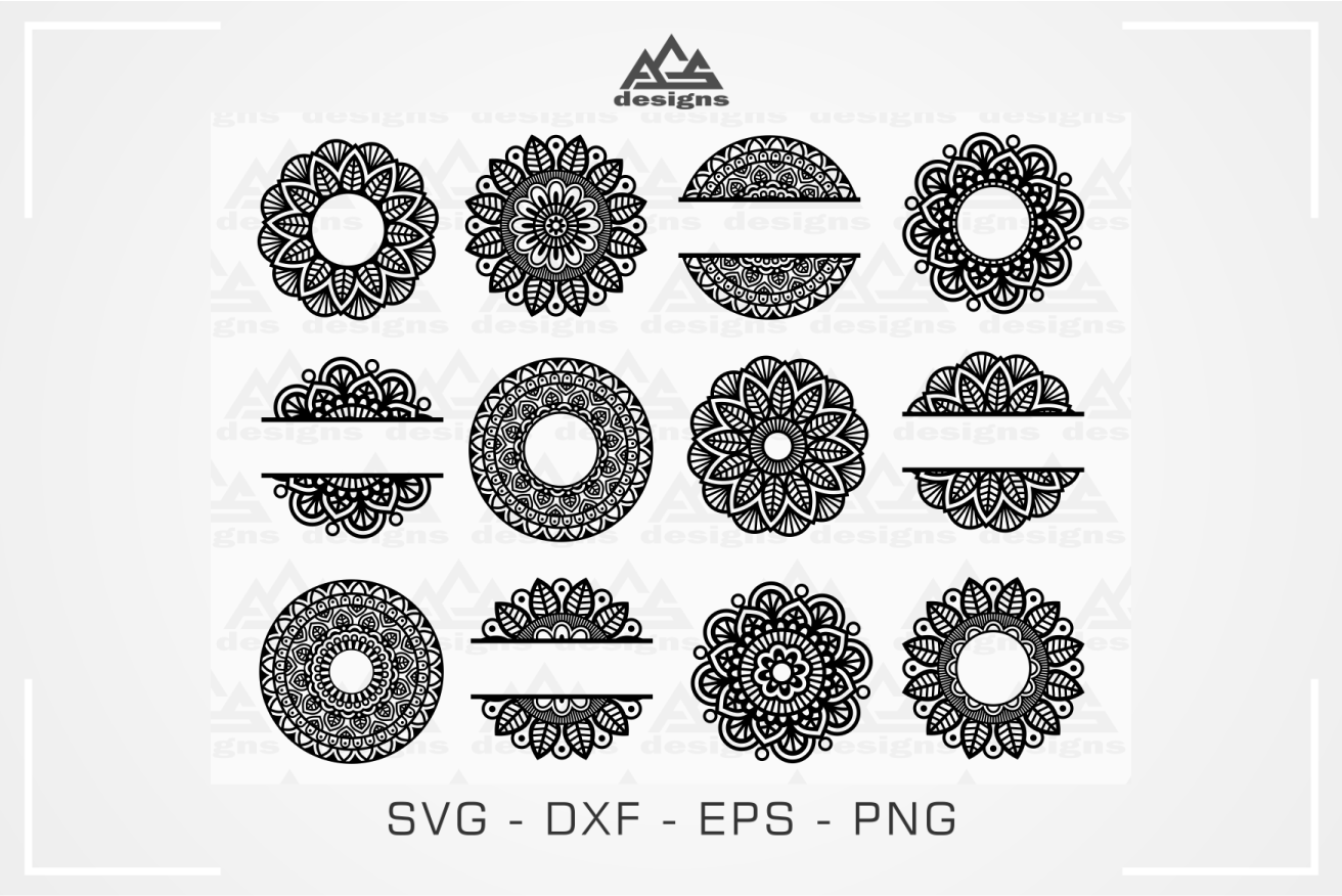 Download Mandala Monogram Frame Bundle Svg Design (373618) | Cut ...