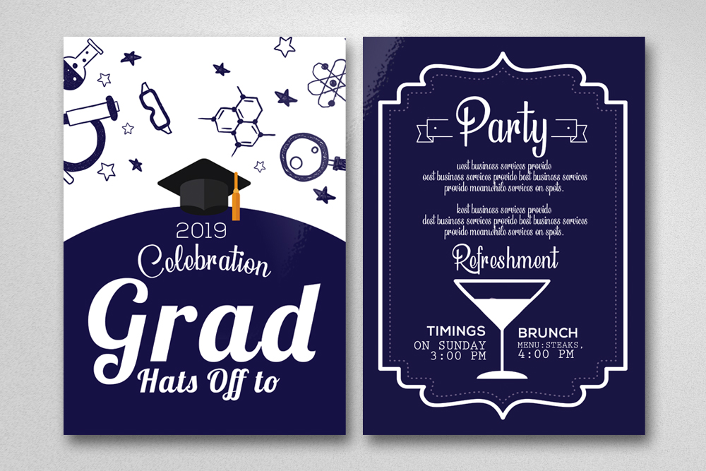 Double Sided Graduation Party Invitation Card