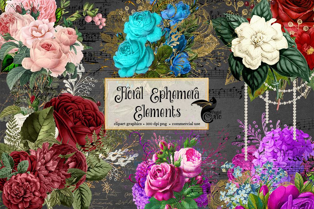 Floral Ephemera Clipart