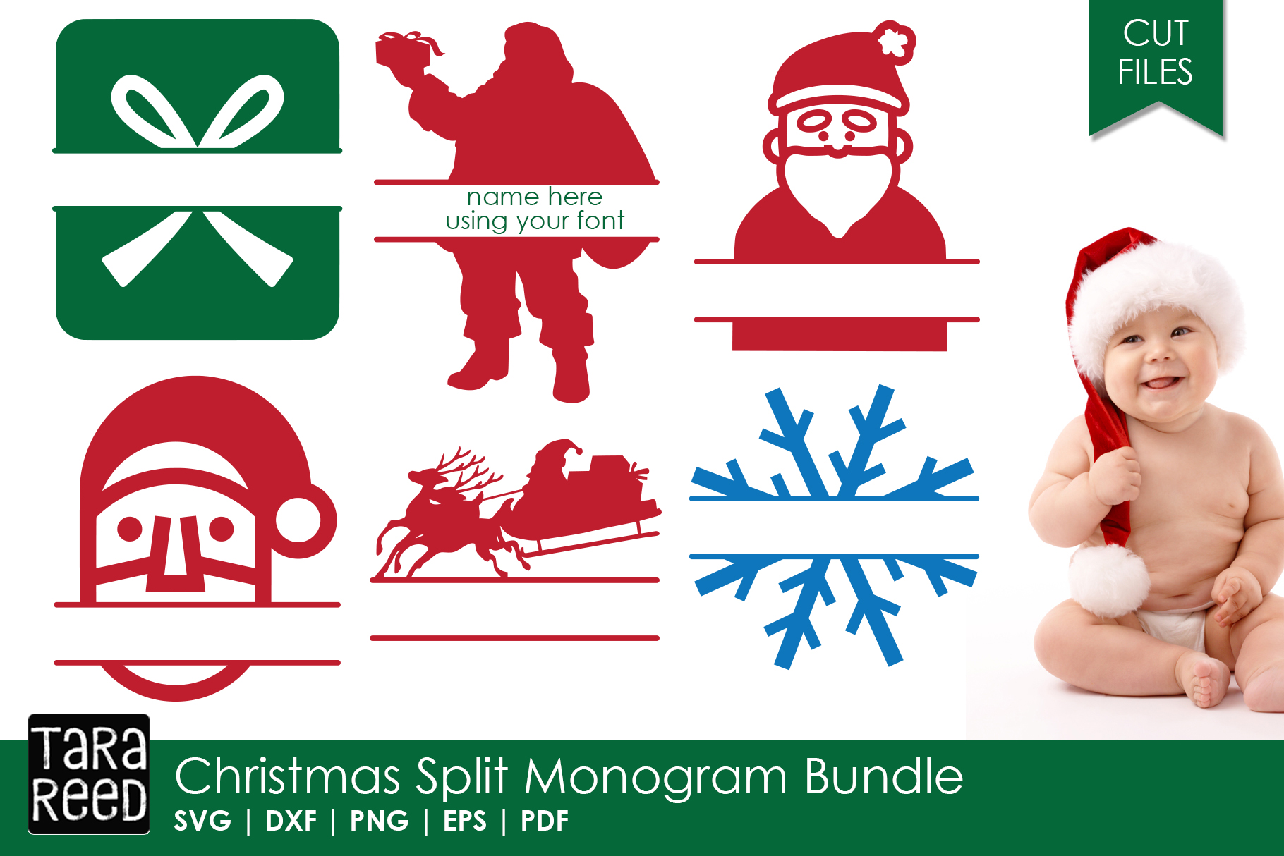 Download Christmas Split Monogram - Christmas SVG Files for Crafters