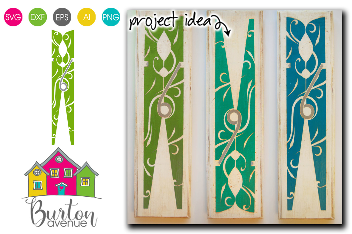Decorative Clothespin SVG File