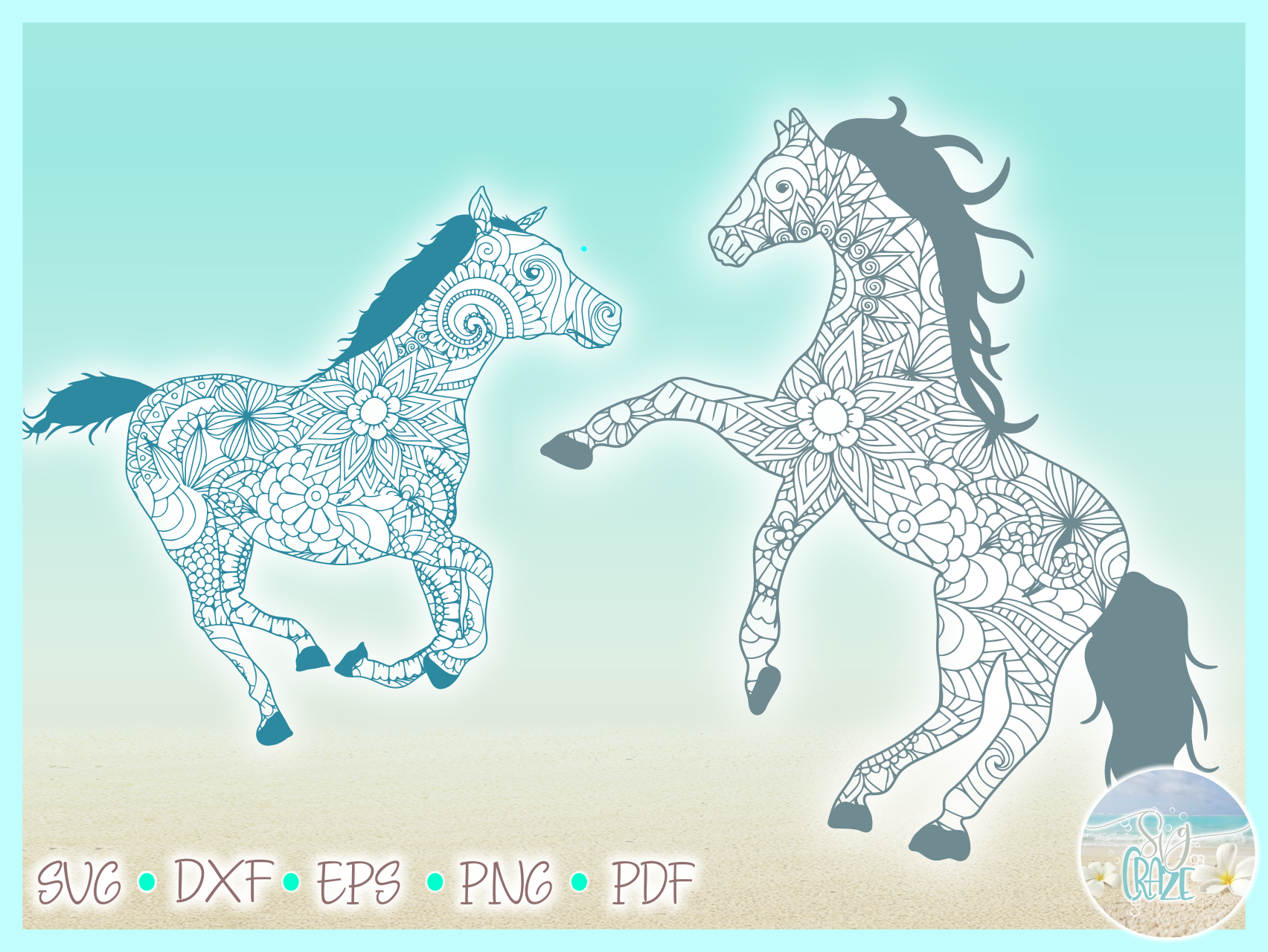 Download Horse Mandala Zentangle SVG Dxf Eps Png PDF files for ...