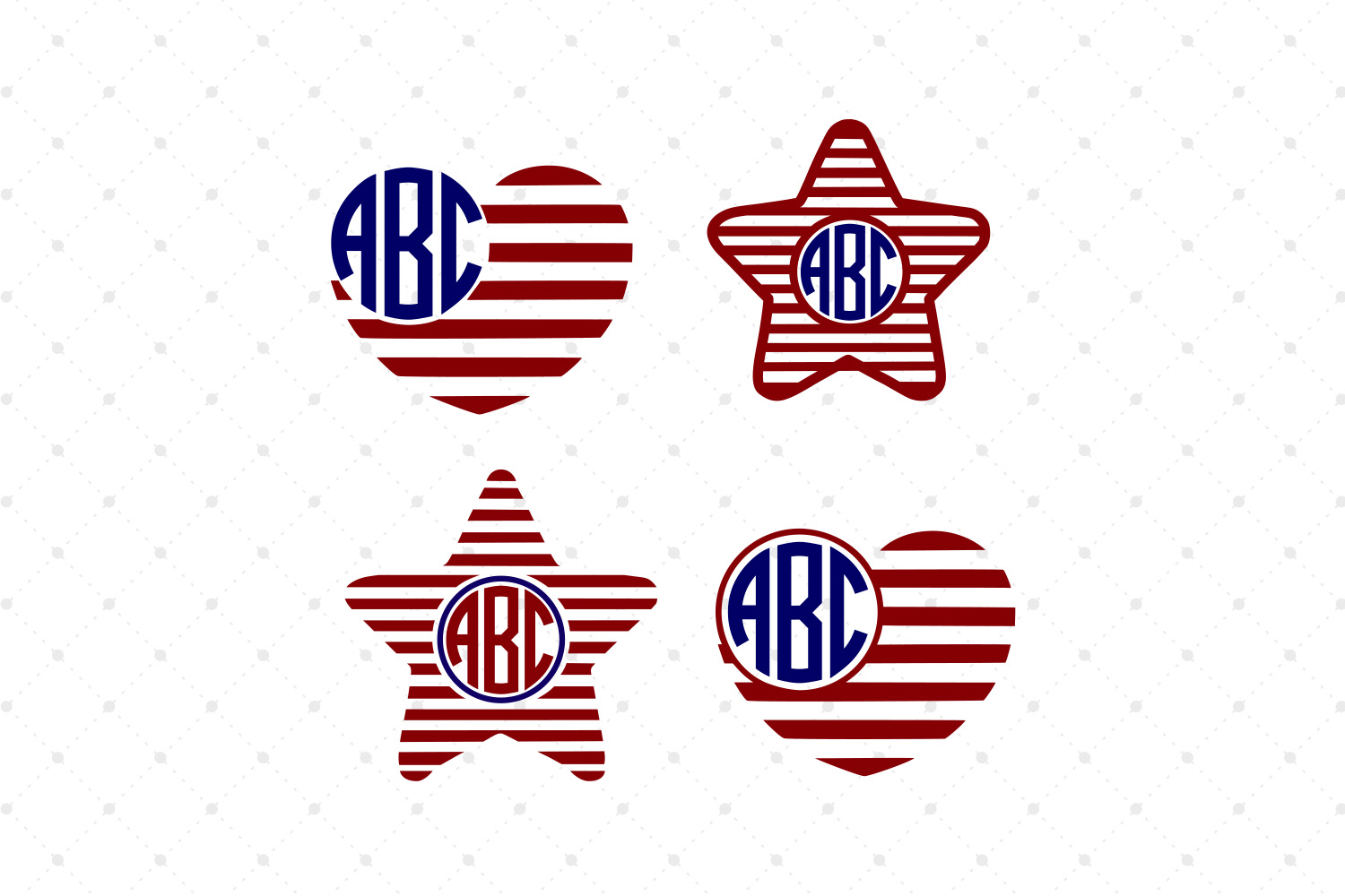 Download 4th of July Star and Heart Monogram SVG Cut Files (87240 ...