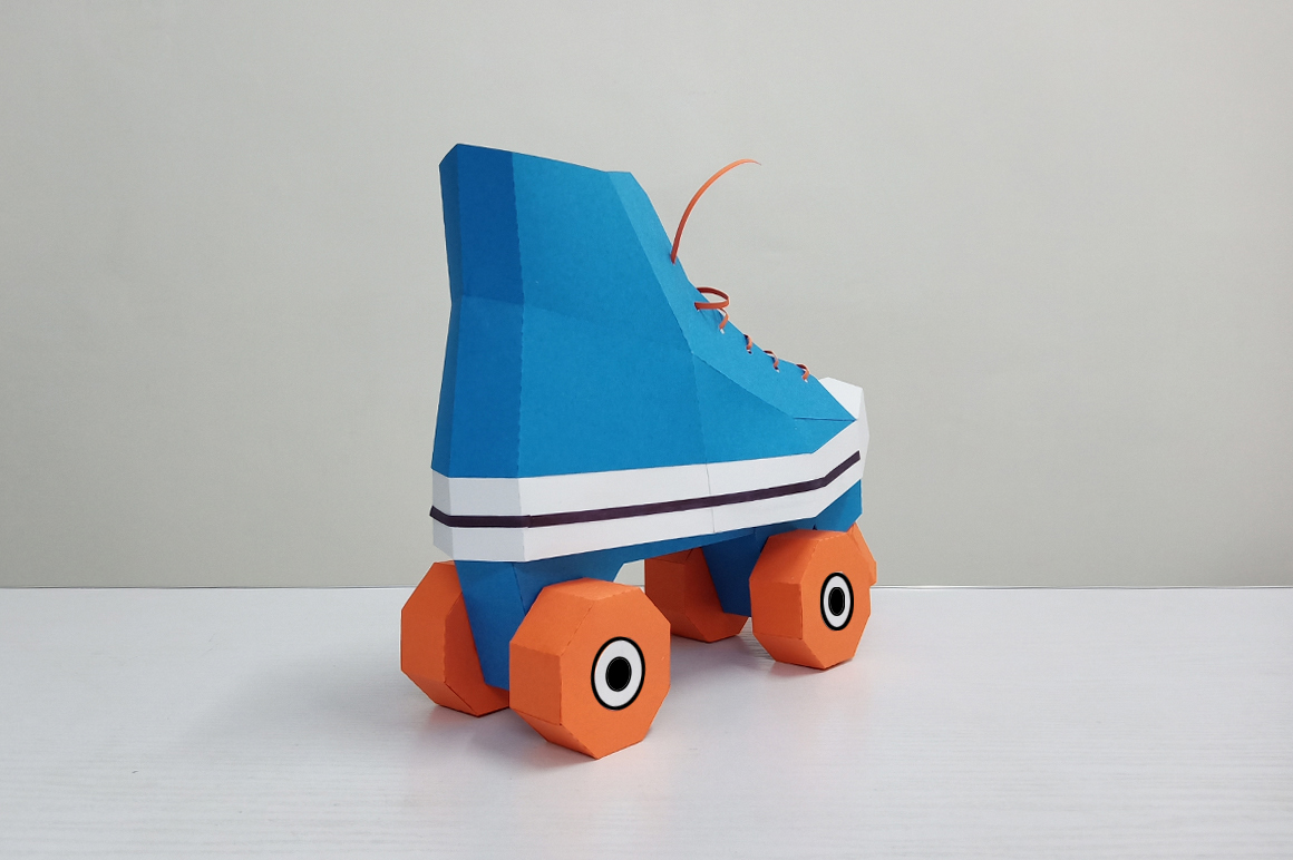 DIY Roller Skates 3d papercraft (196185) Printables Design Bundles