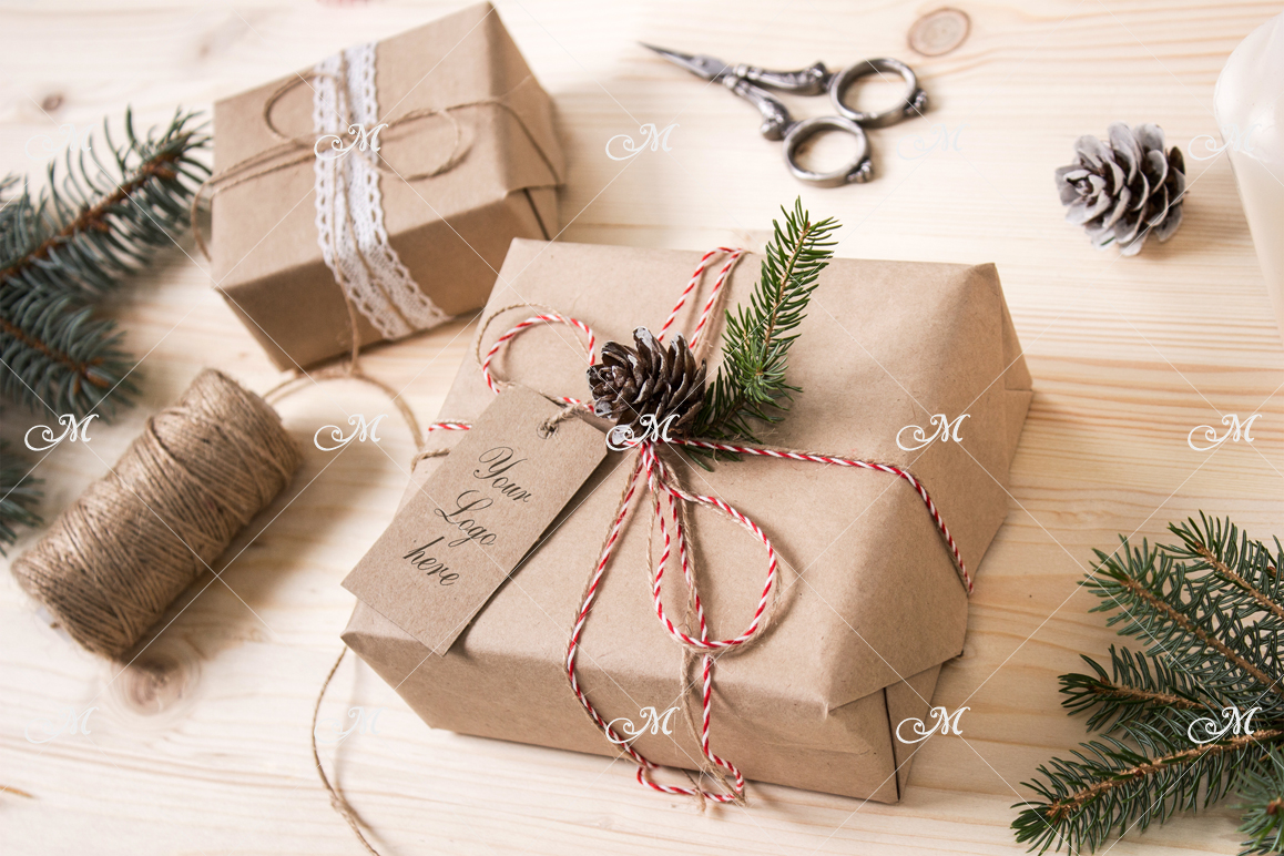 Download Christmas Gift Box Mock-up. PSD+JPG (42461) | Mock Ups | Design Bundles