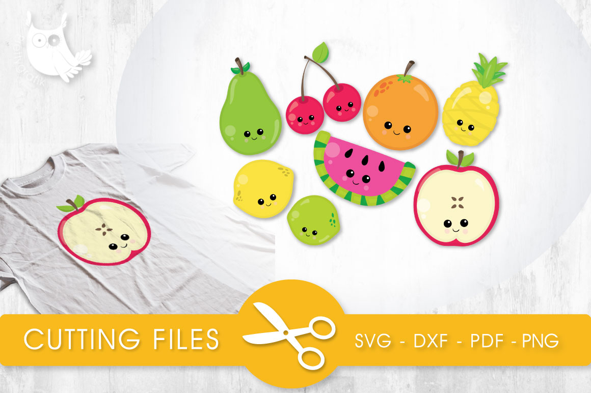 Download Cutesy Fruit cutting files svg, dxf, pdf, eps included - cut files for cricut and silhouette ...