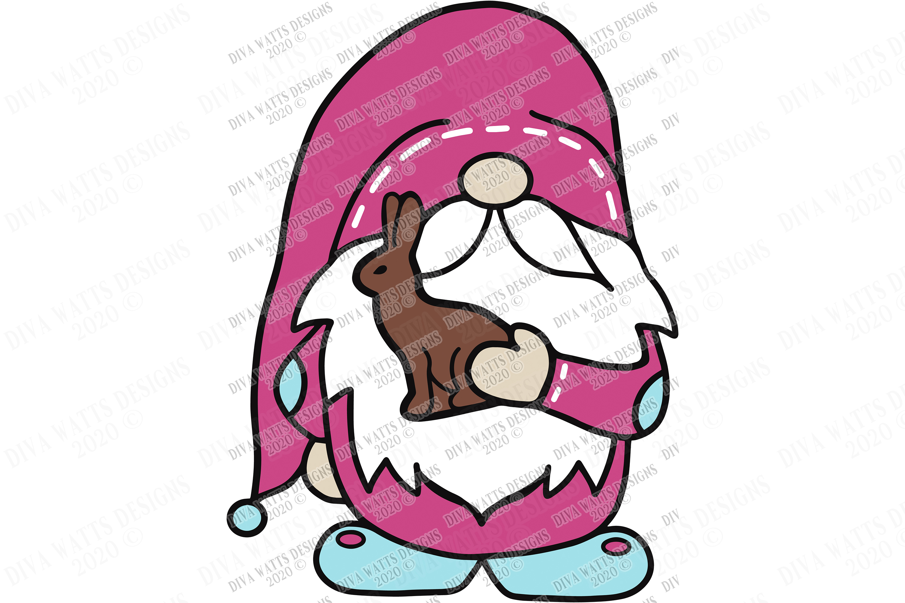 Easter Gnome with Chocolate Bunny - Cutting File SVG EPS PNG