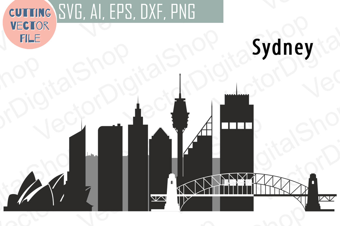 Sydney Vector, Australia city Skyline SVG, JPG, PNG, DWG, CDR, EPS, AI