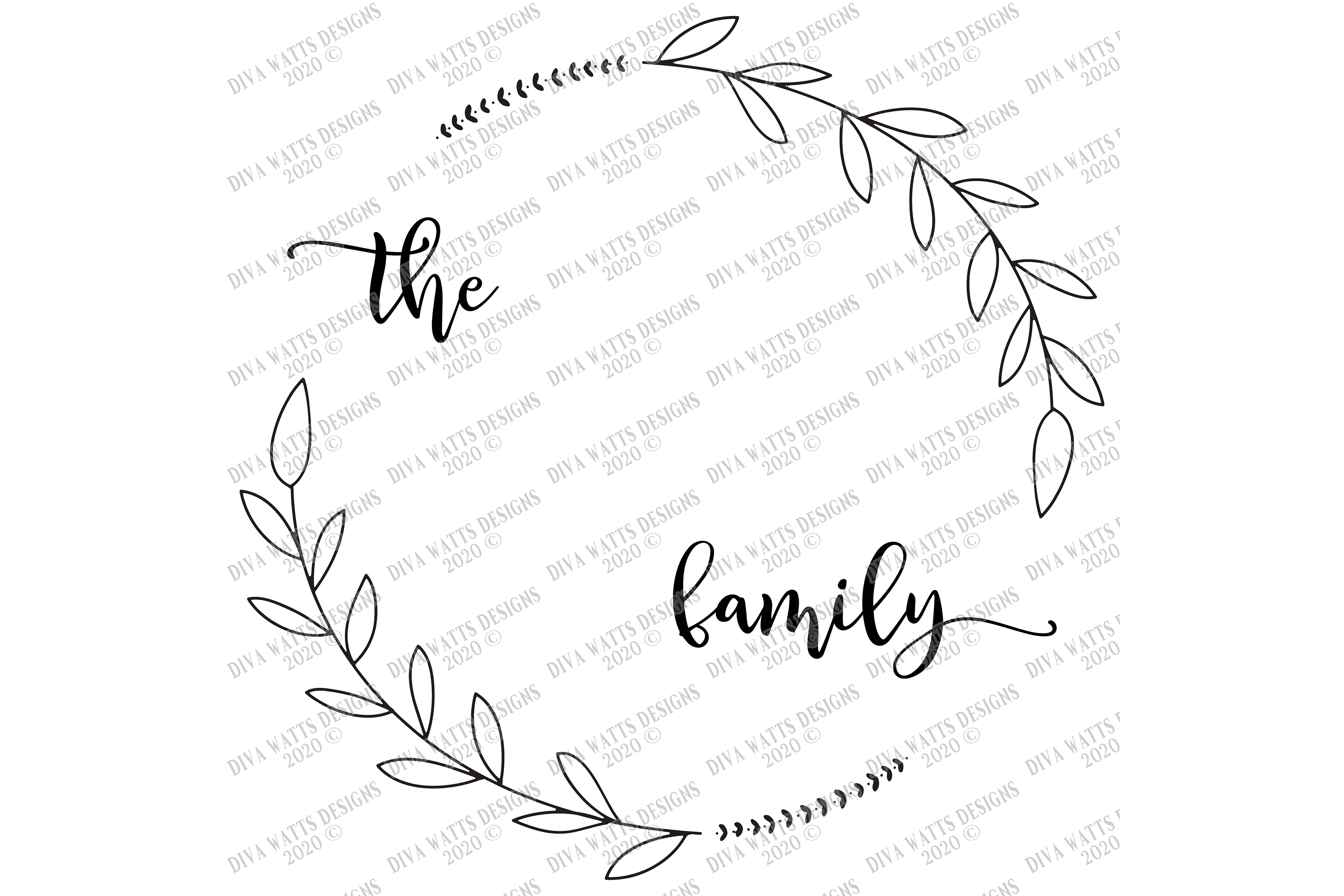 Monogram Wreath Family Last Name Farmhouse Sign SVG